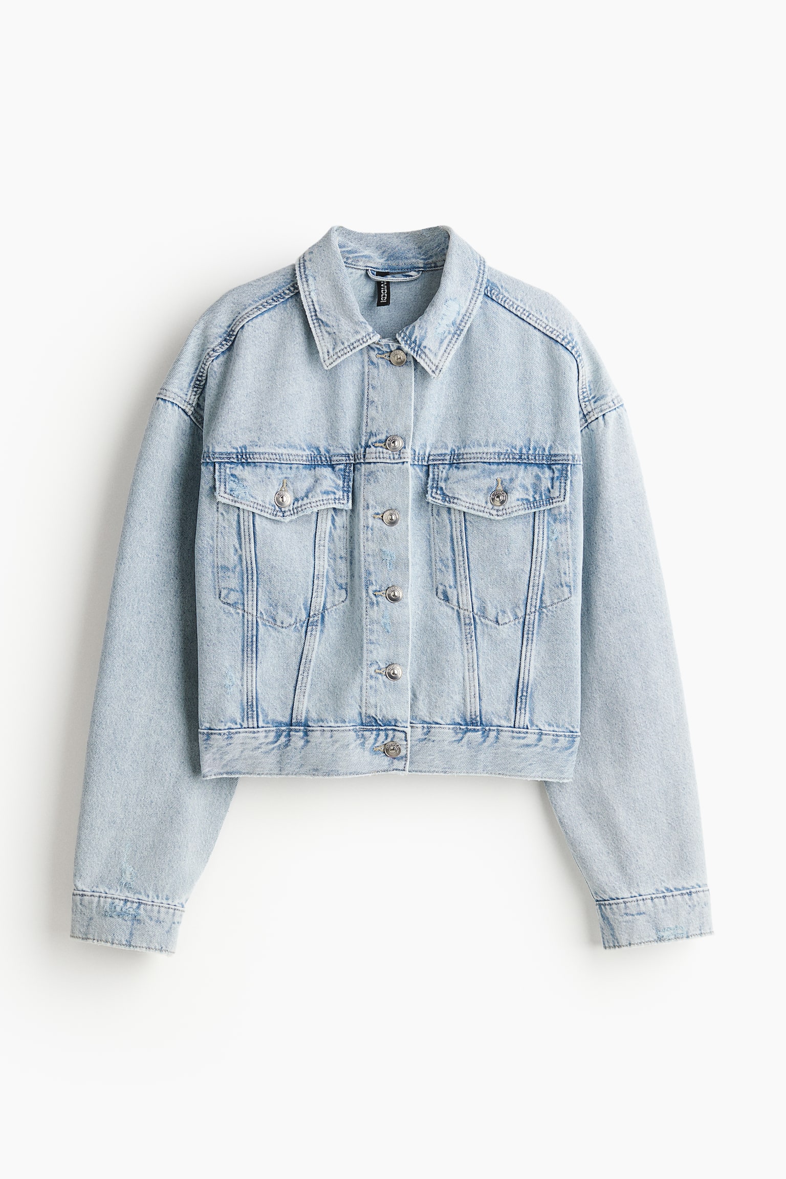 Short Denim Jacket - Light denim blue/Cream/Black - 2