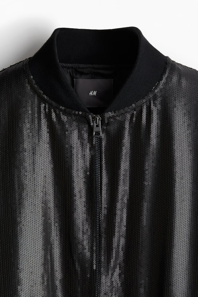 Pilotenjacke mit Pailletten in Regular Fit - Schwarz - 2