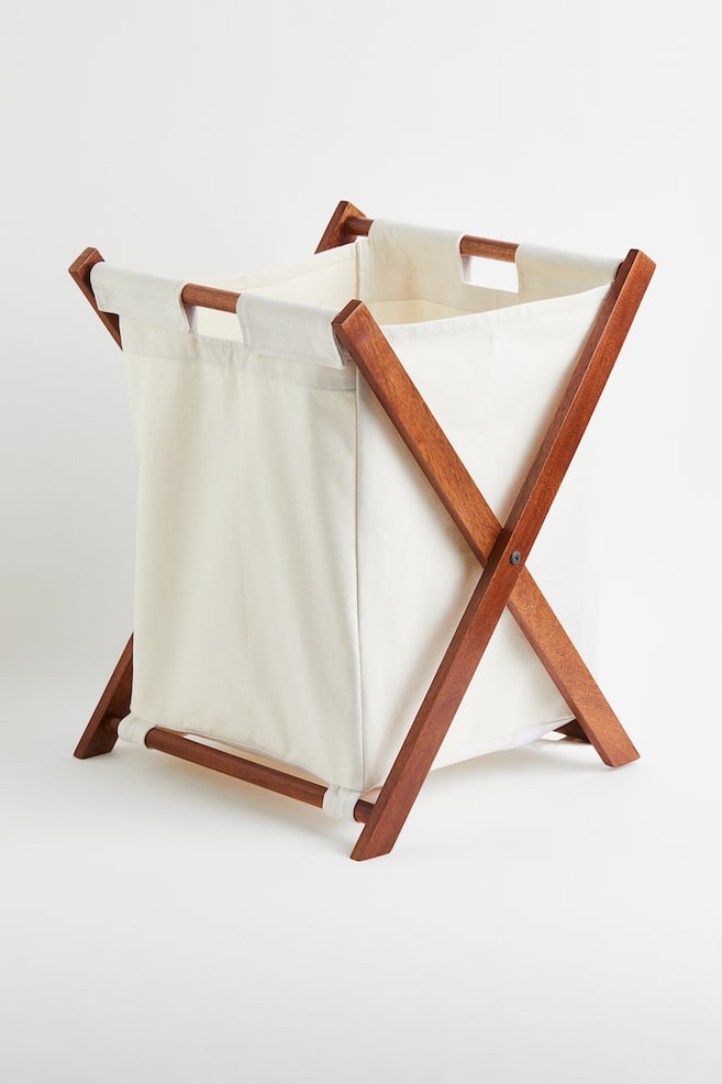 Folding laundry hamper - Natural white - 1