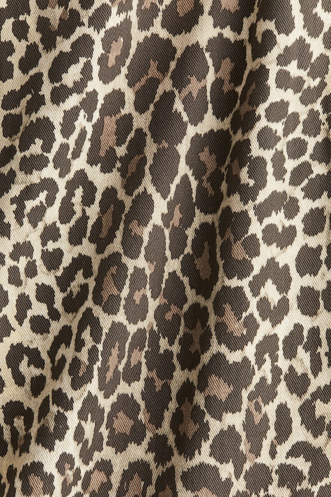 Ärmelloses Twillkleid-Hellbeige/Leopardenprint - 2