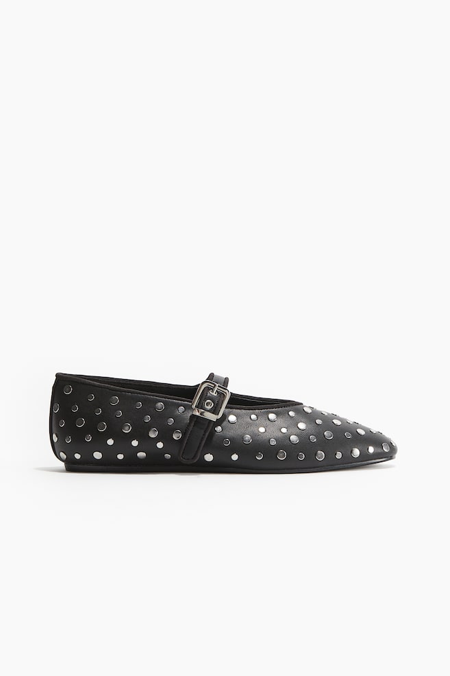 Ballerinas im Mary-Jane-Stil mit Nieten - Schwarz - 1
