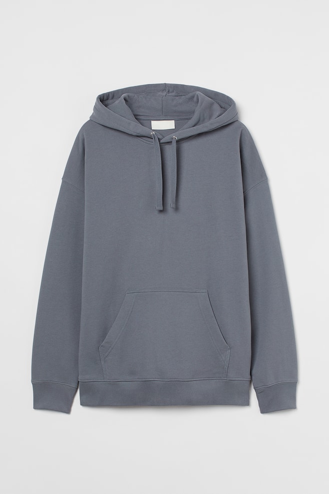 Oversized Fit Cotton hoodie - Steel grey/Lilac/Light grey marl