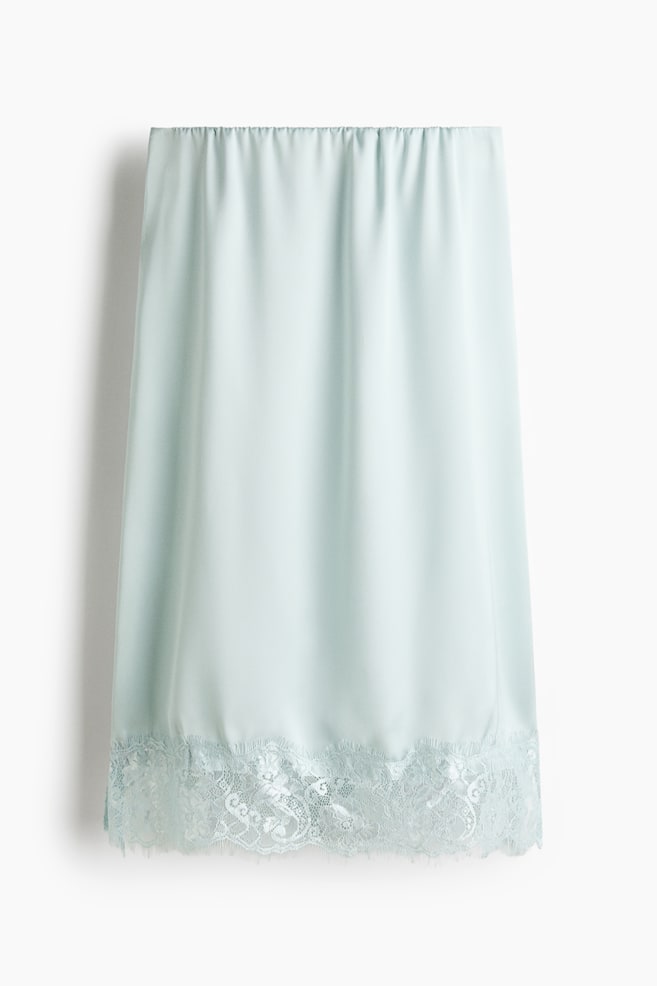 Jupe avec dentelle - Turquoise clair/Noir/Beige clair - 1