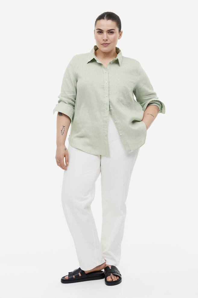 Linen shirt - Light green - 1