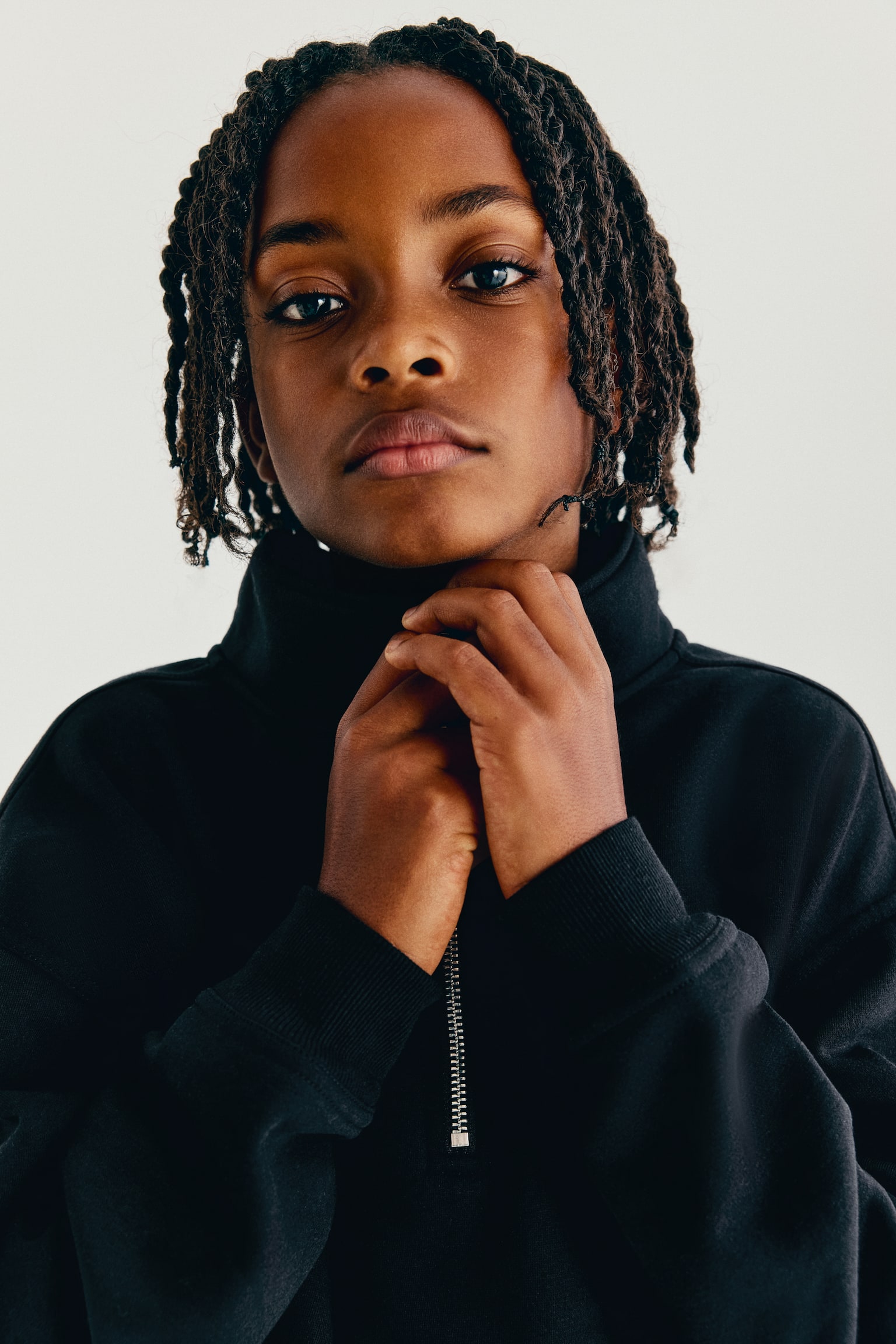 Детские толстовки H&M Half-Zip Brushed-Inside, цвет: Чёрный — фото 3