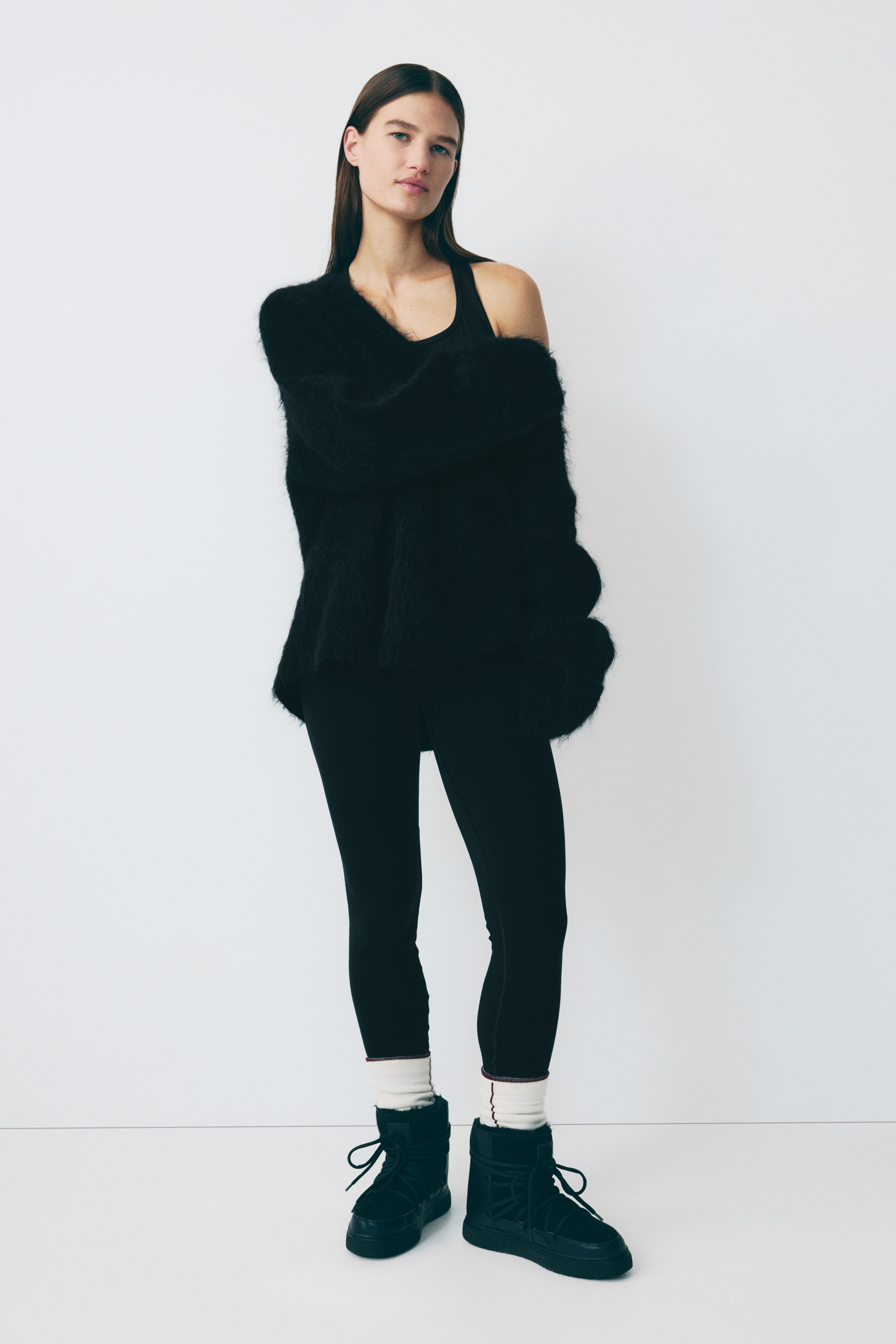 Warming sports leggings with ThermoMove™ - Black/Warm brown