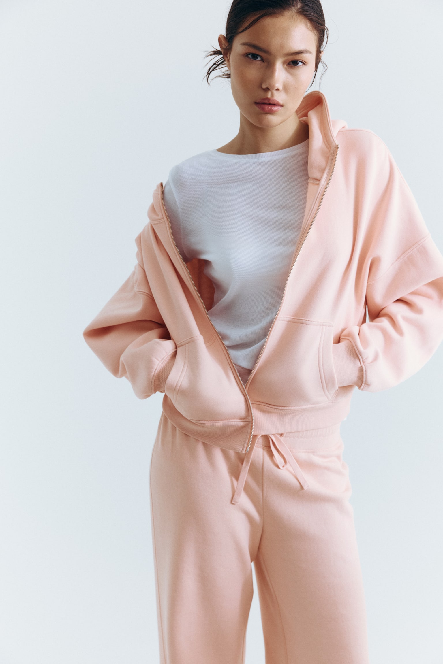 Hooded Jacket - Light peach pink/Brown/Black - 2