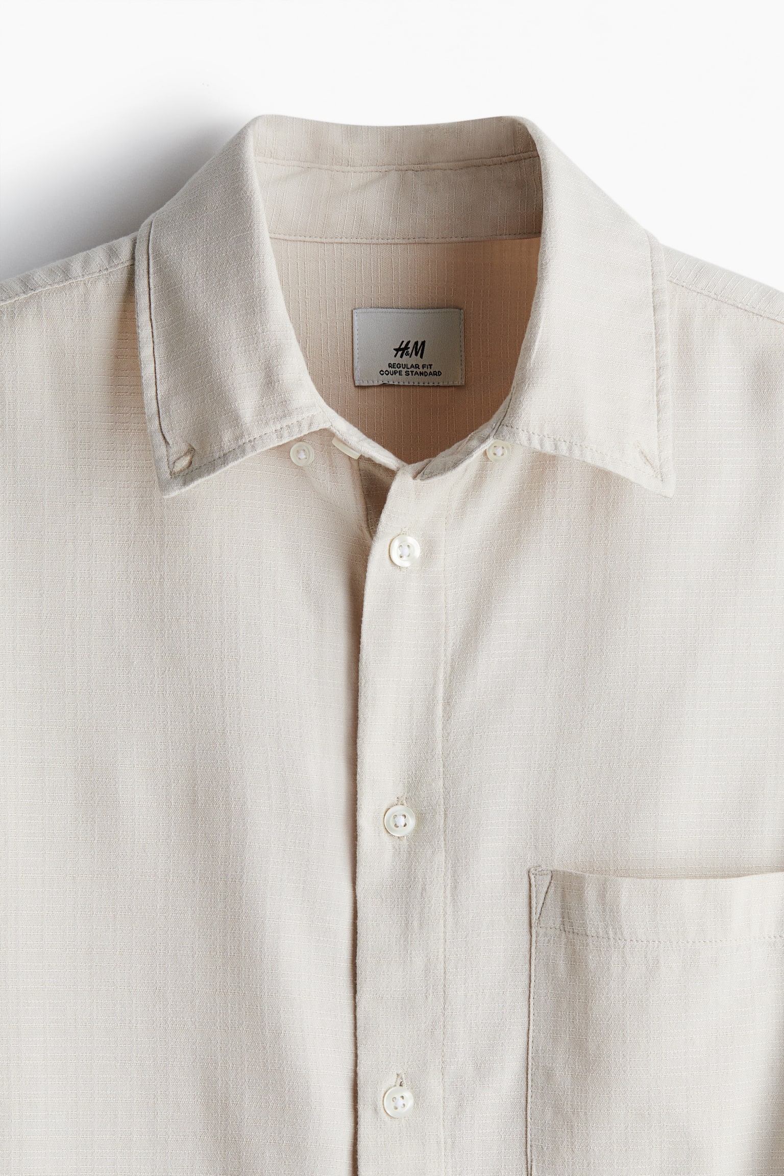 Regular Fit Textured shirt - Light beige/Khaki green/Navy blue - 7