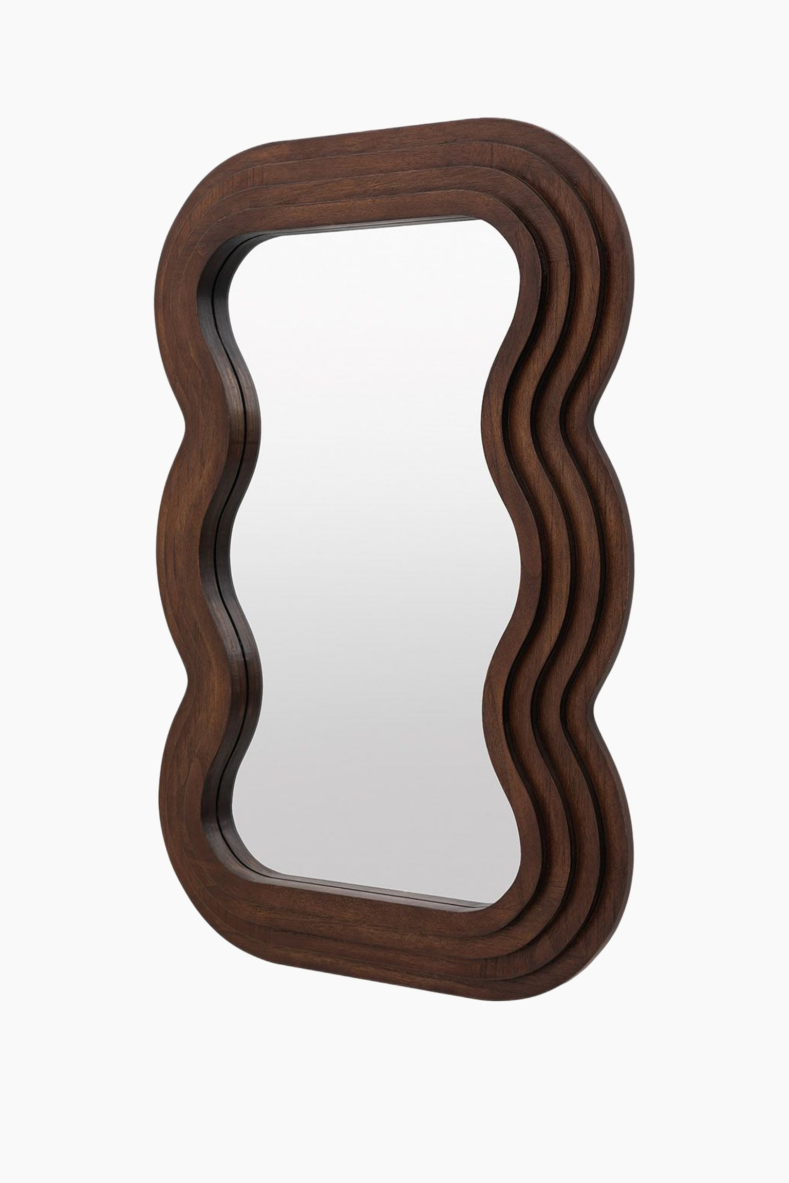 Small Wavy Wooden Mirror-Brown - 7
