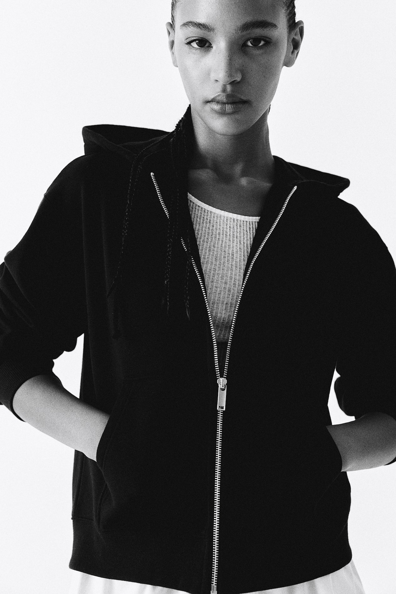 Zip-through hoodie Black Ladies H&M IN