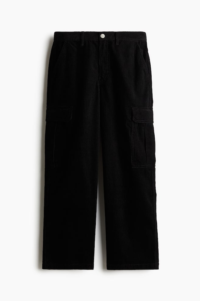 Cargohose aus Cord in Loose Fit - Schwarz - 1