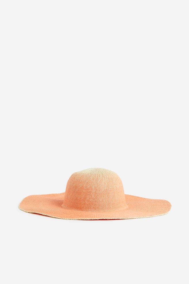 Wide brim straw hat - Orange/Bright green - 2