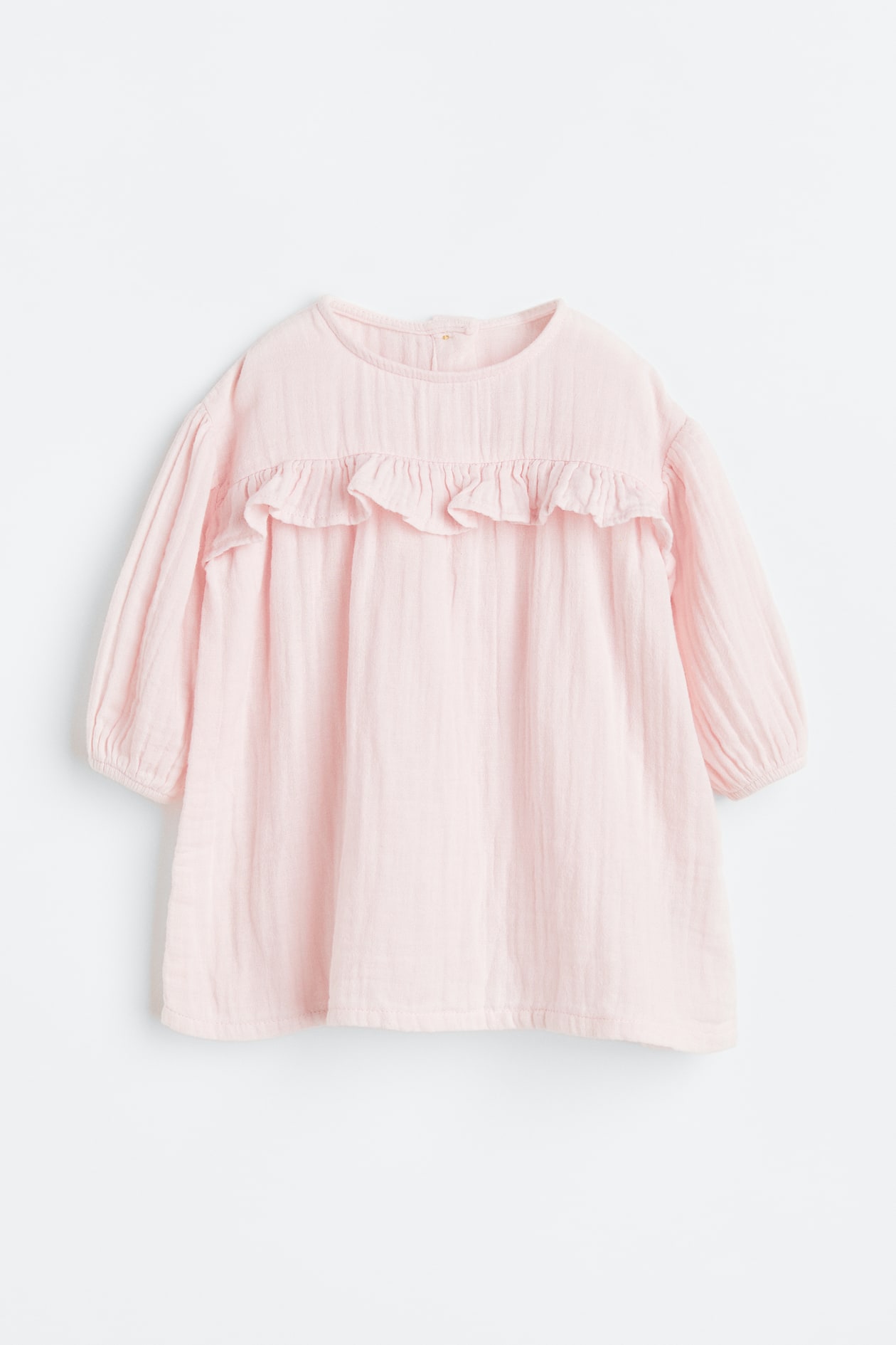 Muslin dress - Round neck - Long sleeve - Light pink - Kids | H&M GB