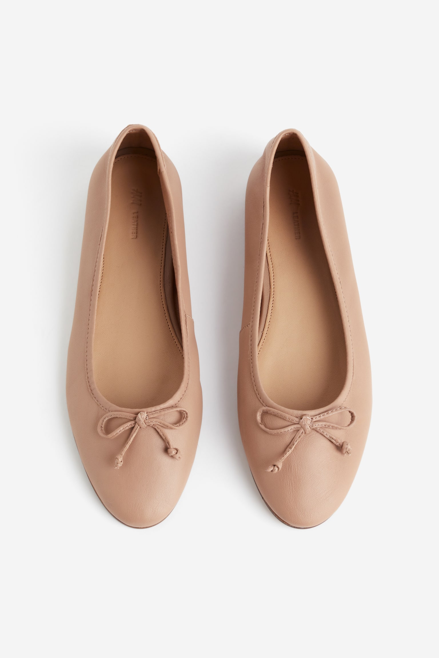 Ballerinas aus Leder - Dunkelbeige/Helles Mattrosa - 2