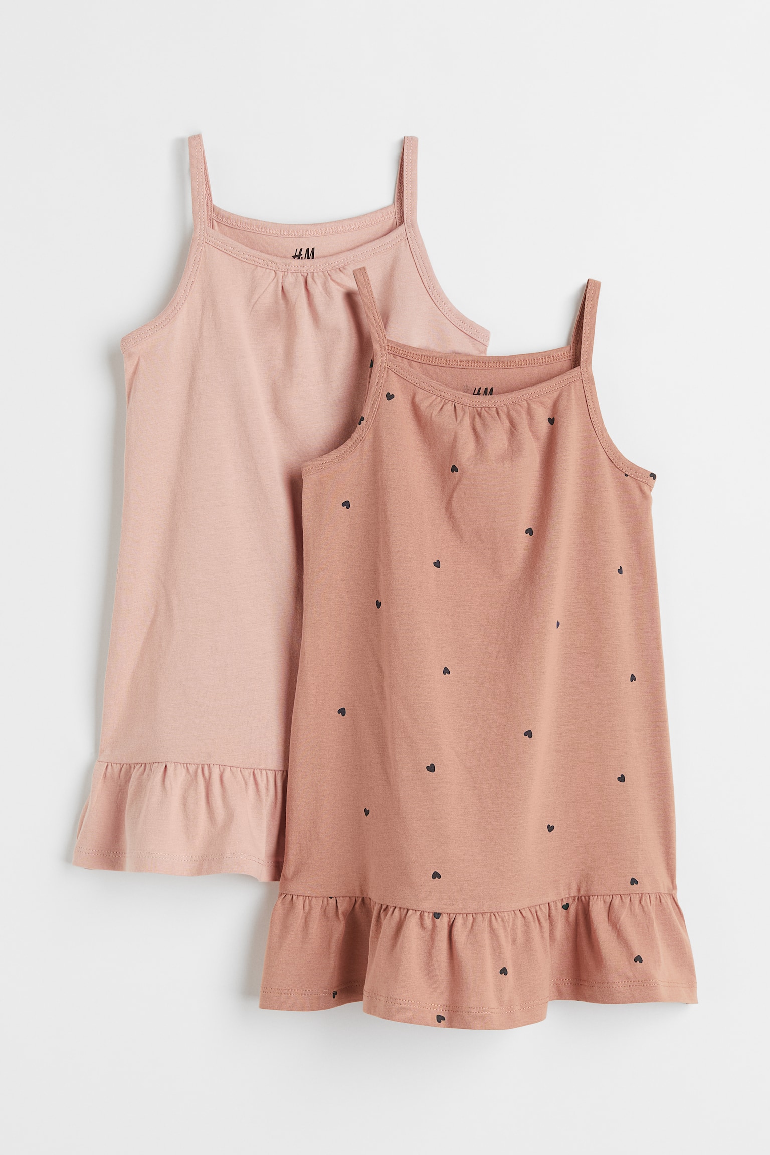 2-pack cotton dresses - Dark beige-pink/Hearts - 1