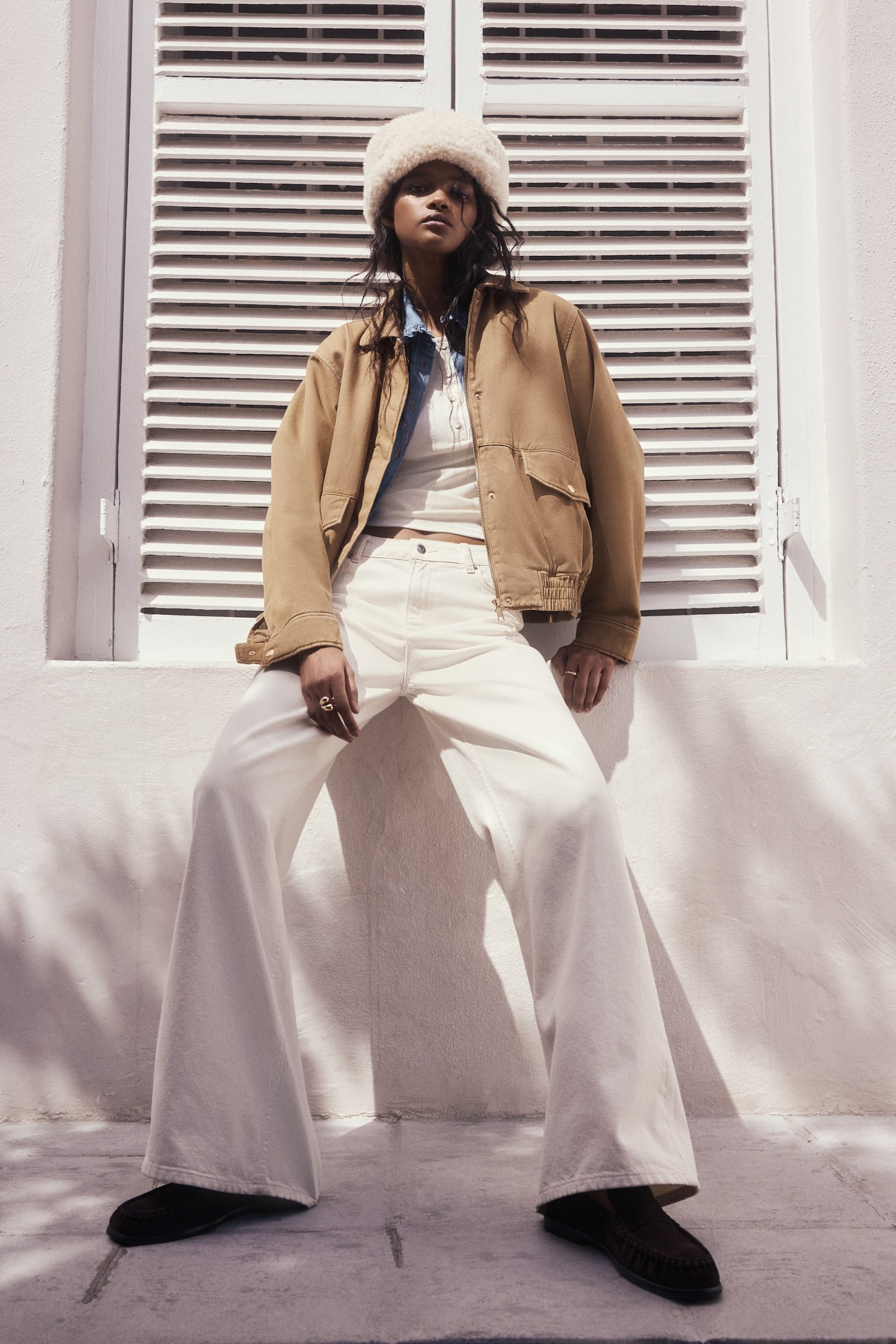 Watowana kurtka - Ciemnobeżowy/Ciemnozielony - 5