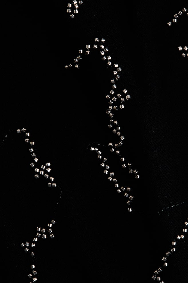 Embroidered Velvet Pants-Black - 4