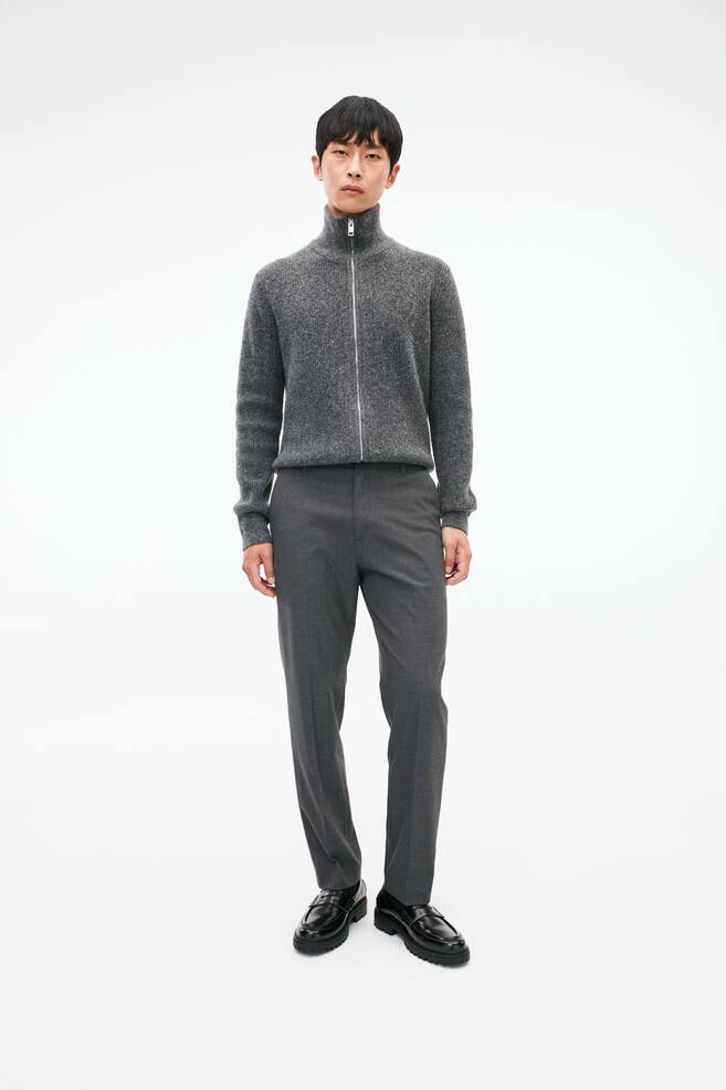 Regular Fit Tailored twill trousers - Dark grey/Black/Beige - 1
