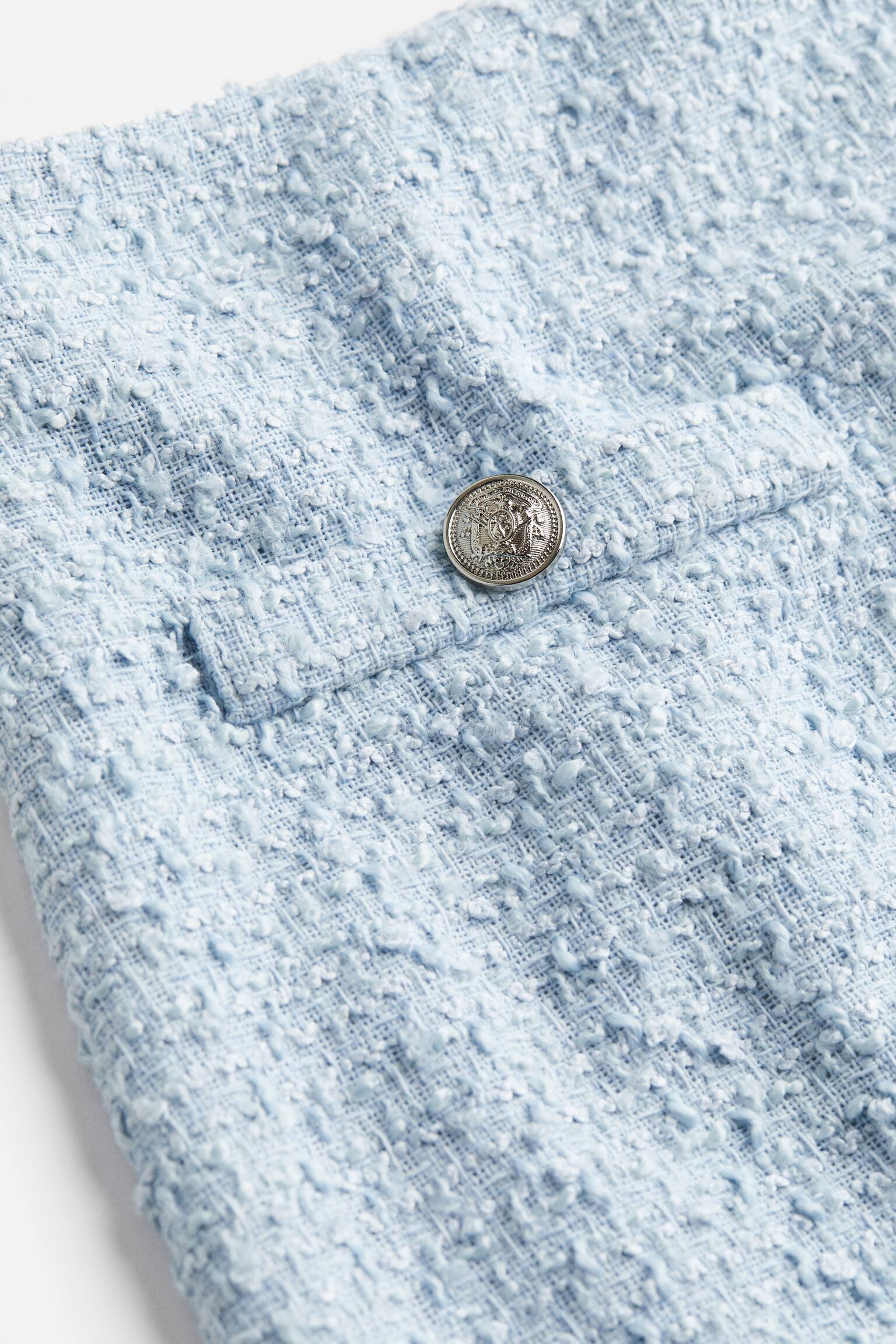 Chân váy mini vải bouclé - Màu xanh dương nhạt - 2