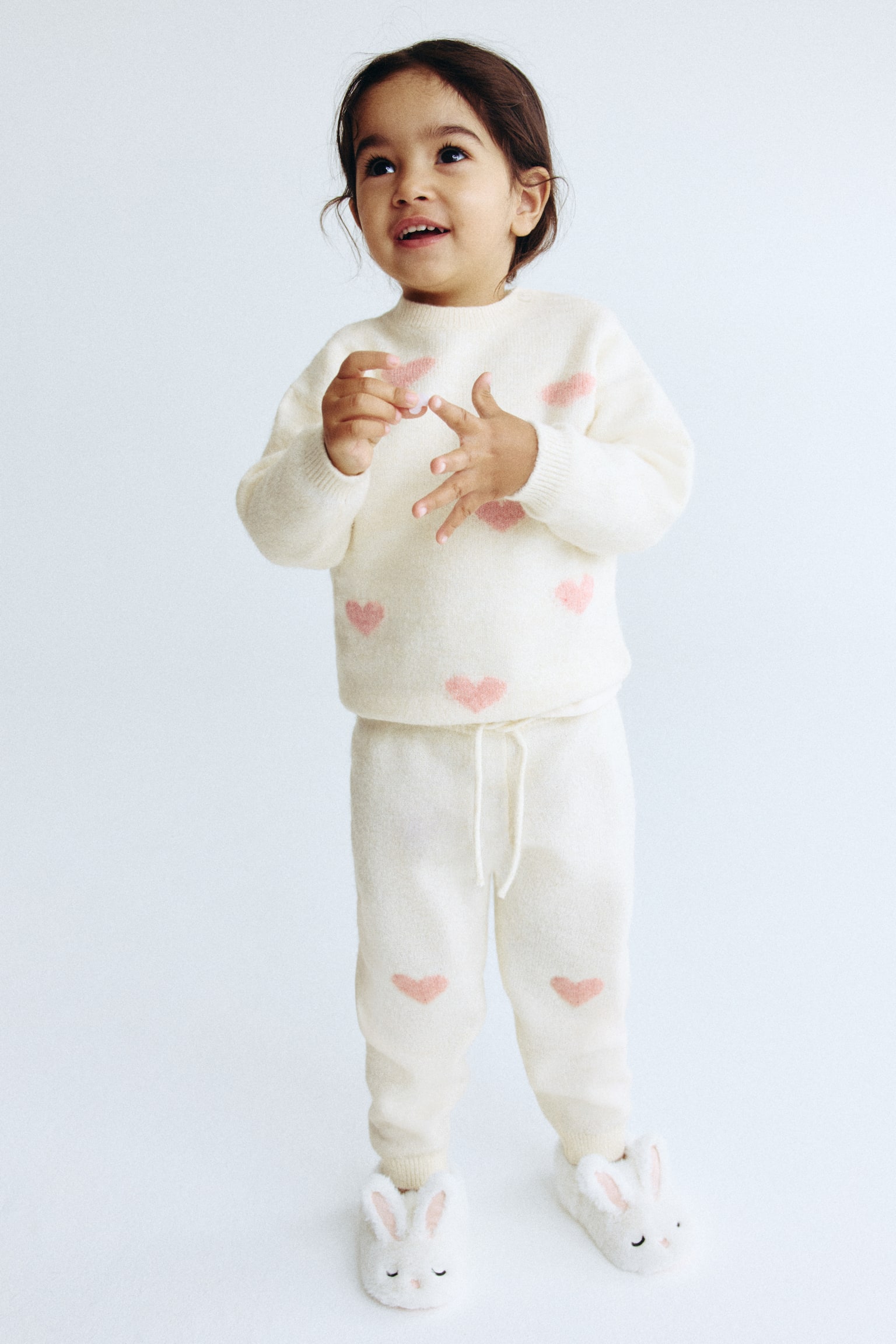 2-piece knitted set - Light beige/Hearts - 4