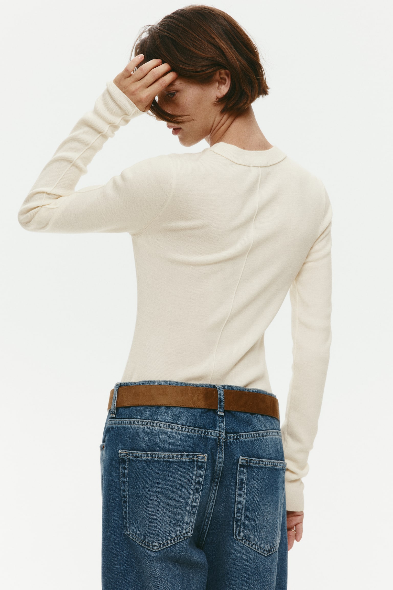 Женский топ H&M Knit Merino Wool, цвет: Кремовый — фото 5