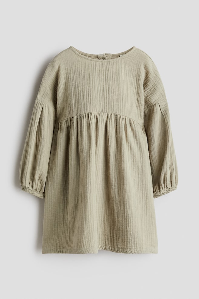 Kleid aus Baumwollmusselin - Hellgrün/Beige/Helles Mattrosa - 1
