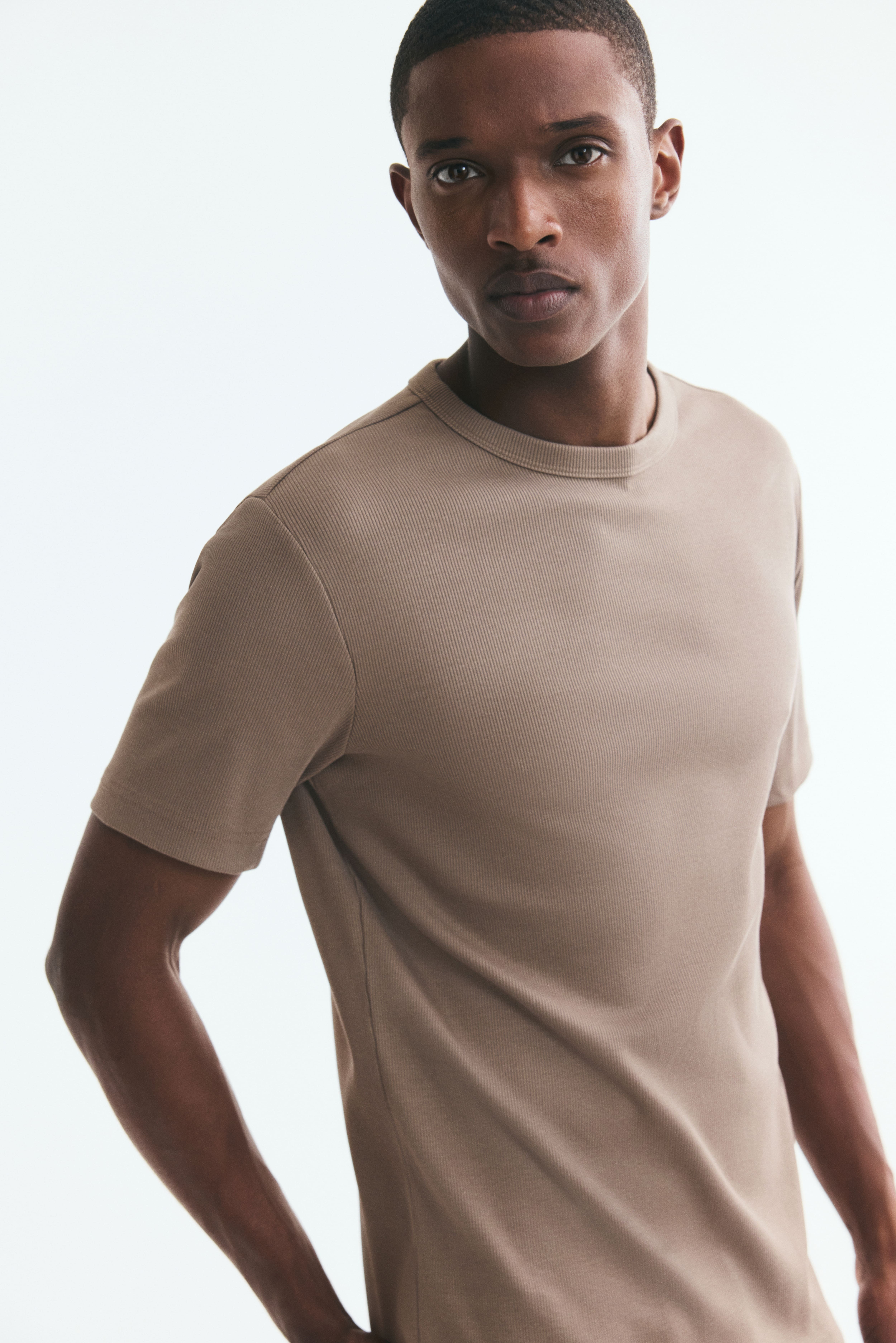 Slim-Fit Ribbed T-Shirt