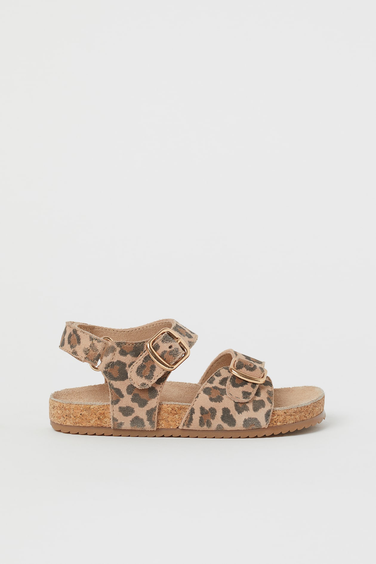 Leather sandals - No heel - Beige/Leopard print - Kids | H&M GB