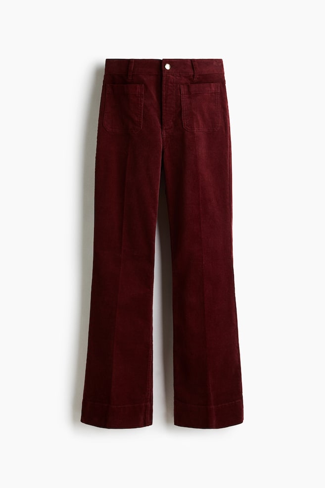 Flared Corduroy Pants - Dark red/Navy blue/Light beige/Dark green/Dark brown - 1