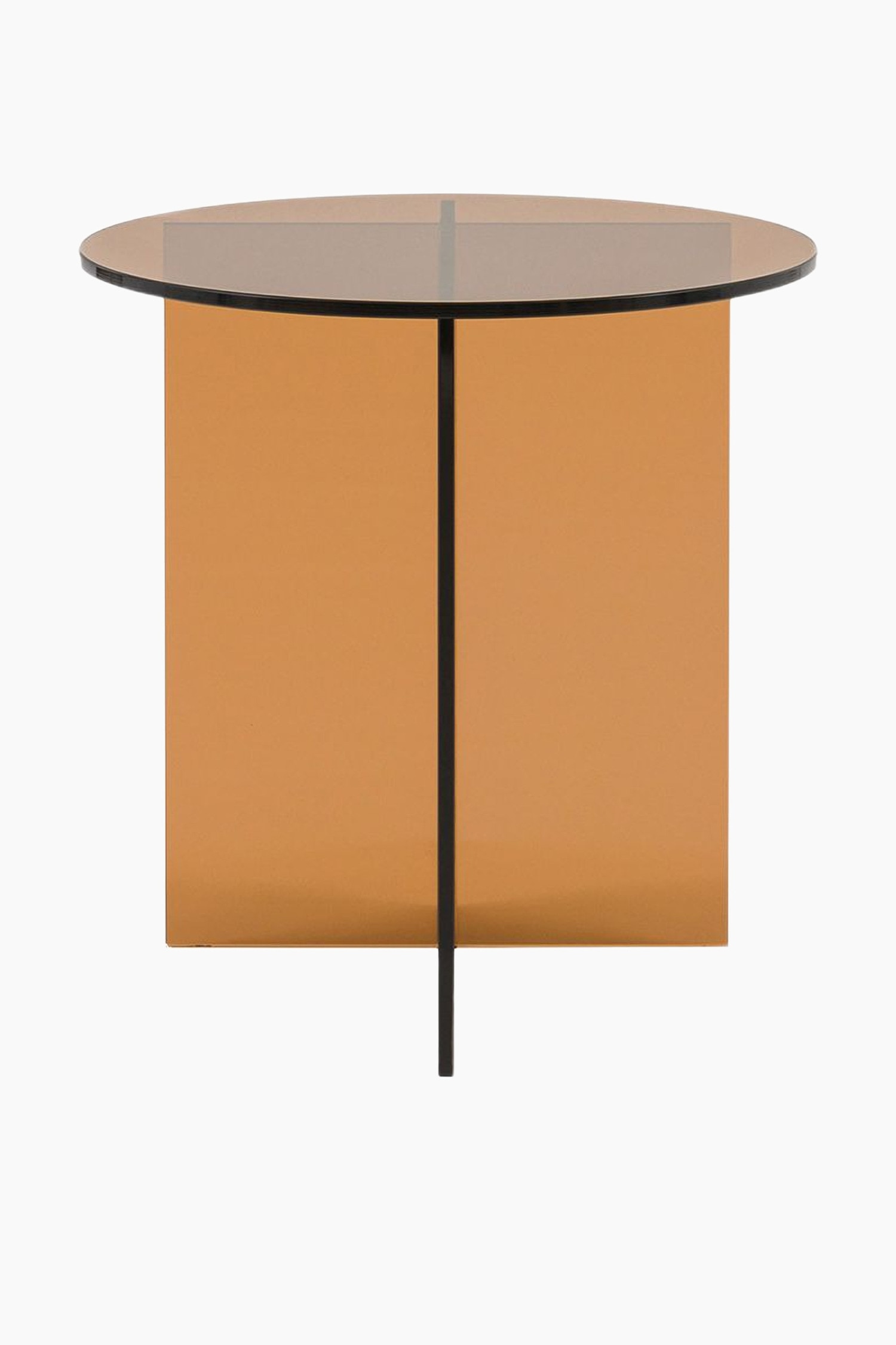 Glass Side Table - Brown/Grey/White/Brown
