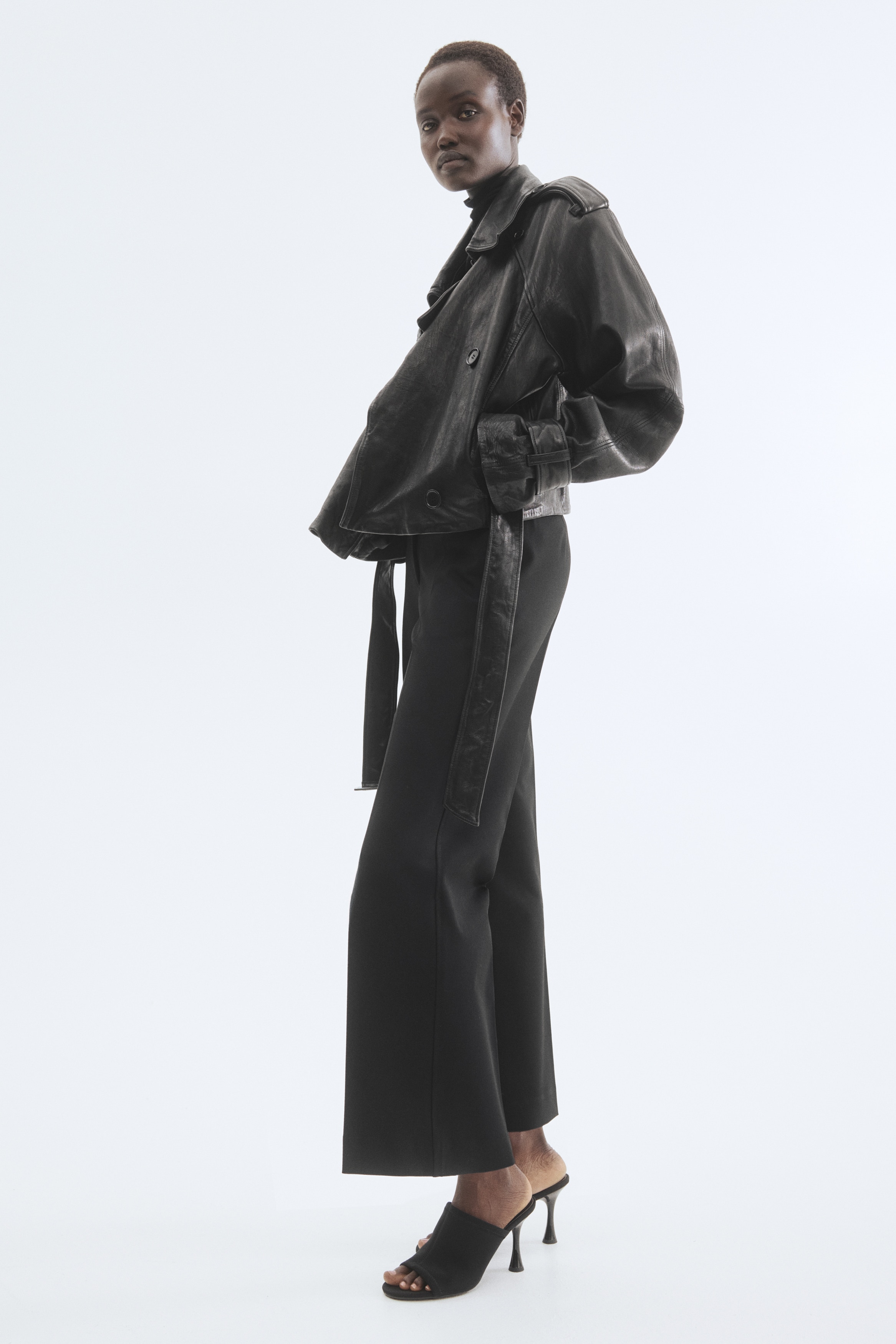 Παντελόνι μέχρι τον αστράγαλο σε γραμμή bootcut - Μαύρο/Σκούρο καφέ/Ανοιχτό μπεζ