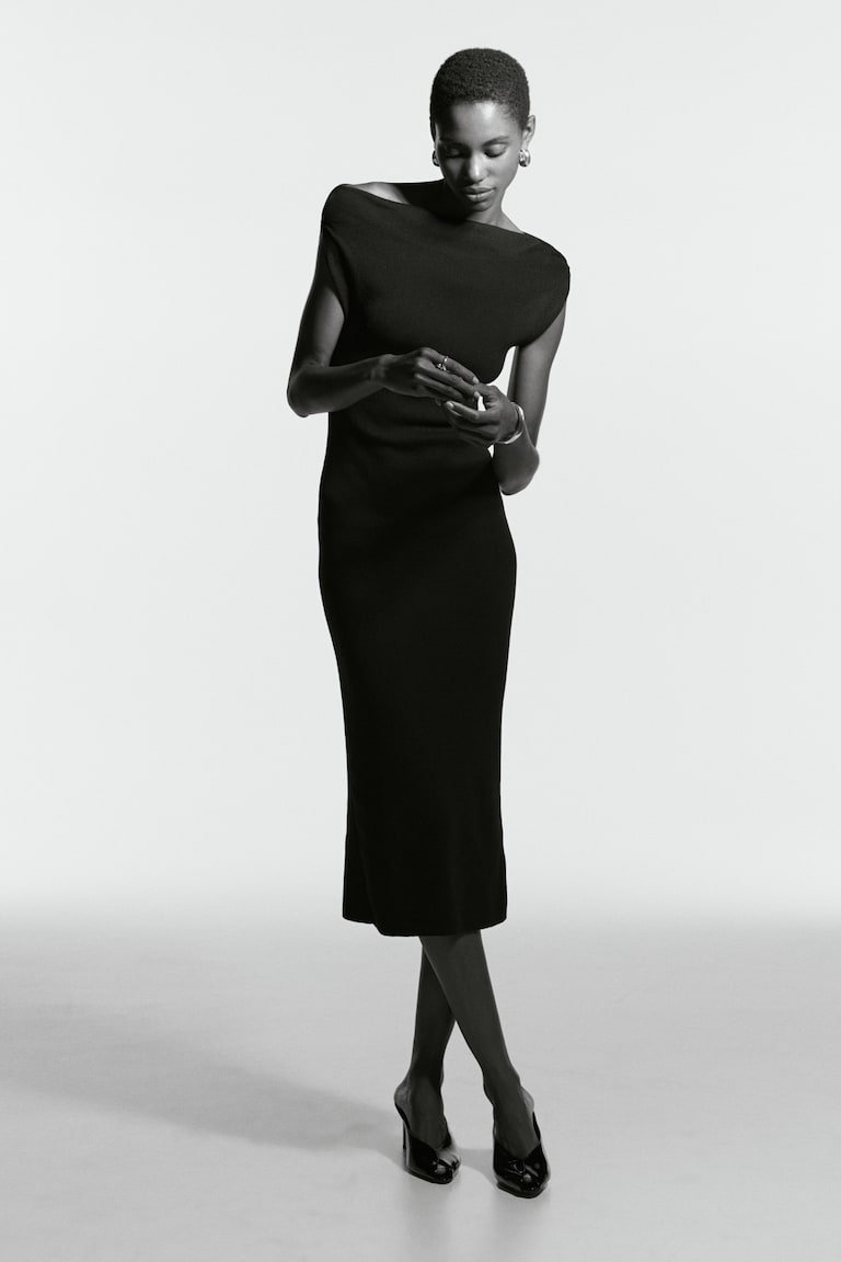 h&m black off shoulder dress Women's Black Off-the-shoulder dress