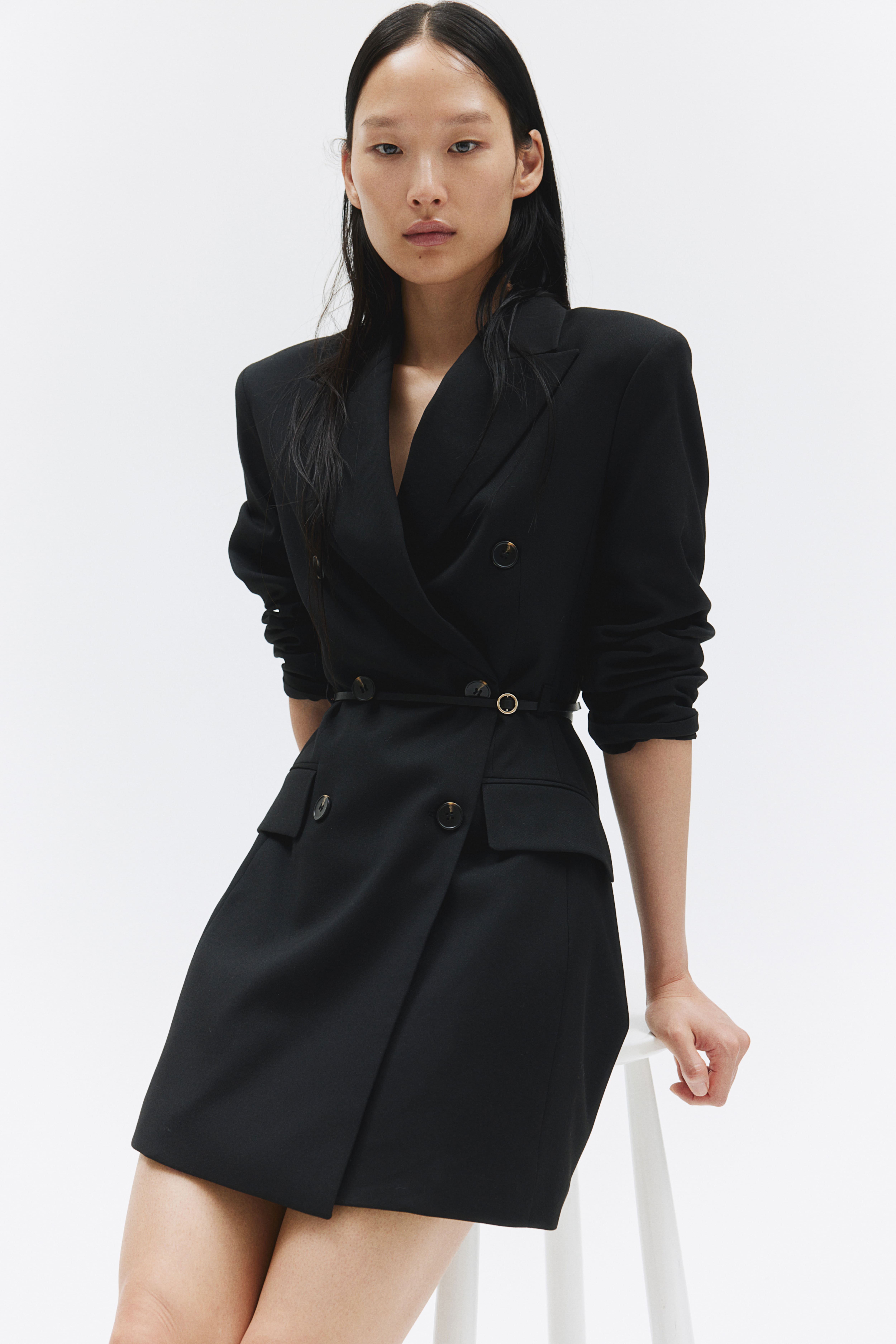 Robe blazer avec ceinture Noir FEMME H M FR