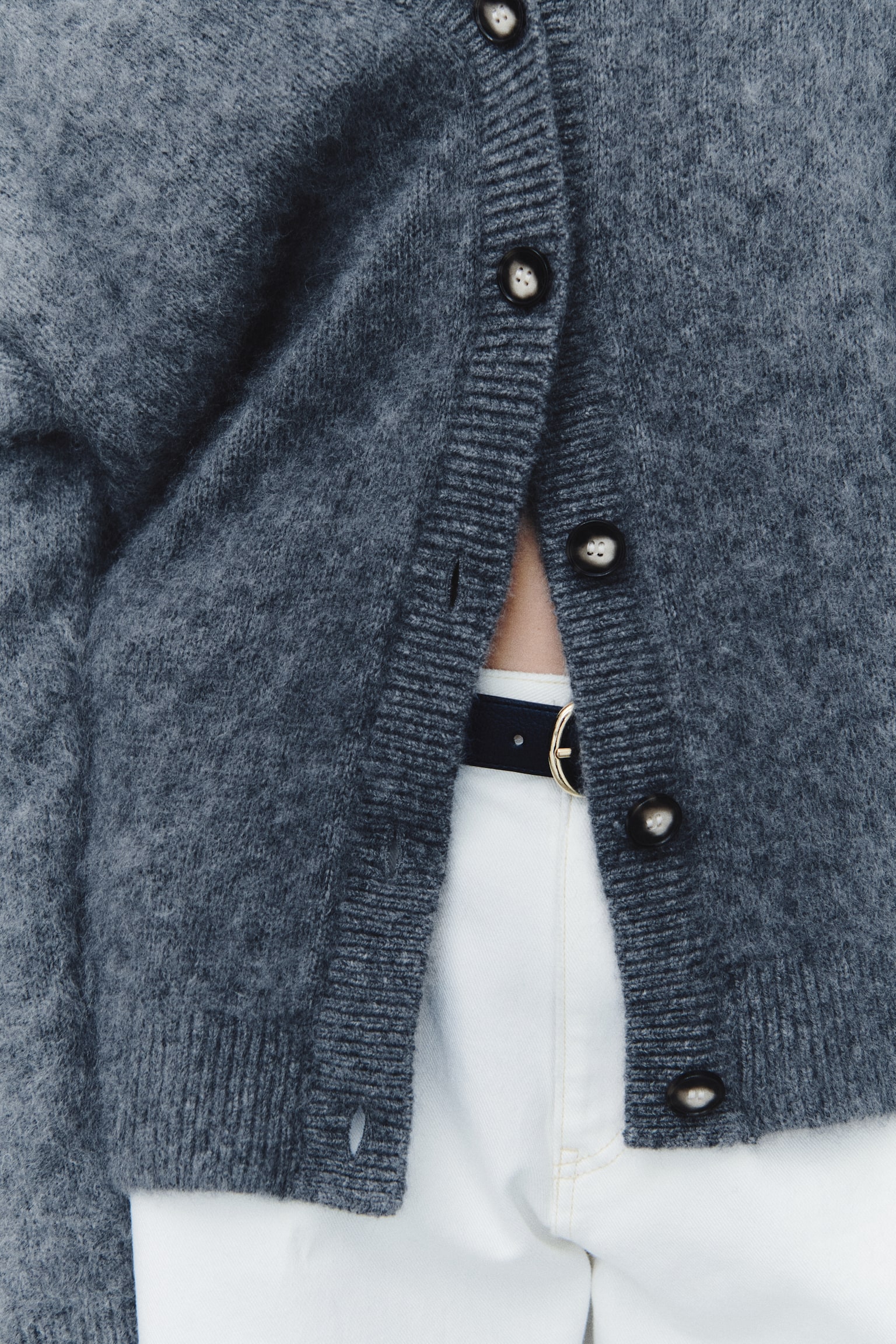 Женский кардиган H&M Oversized Wool, цвет: Серый меланжевый — фото 6