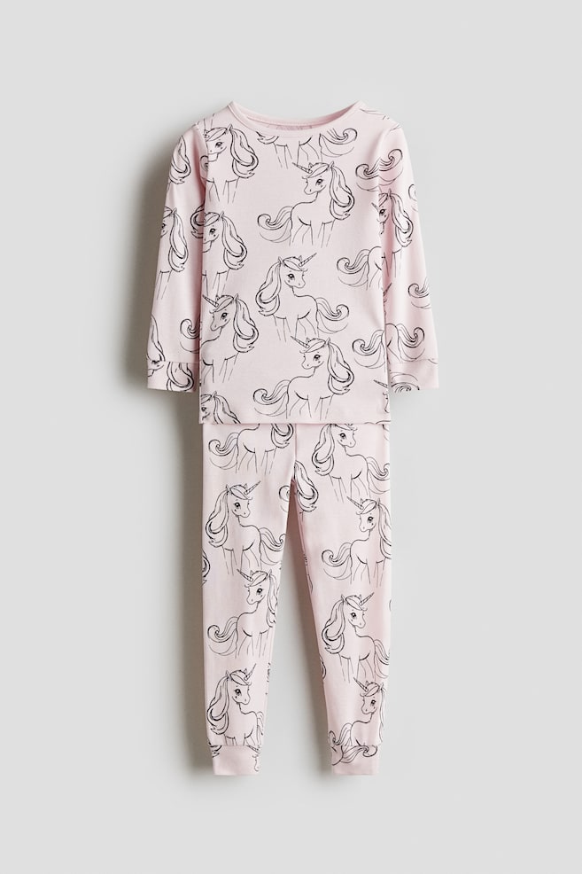 Snug Fit Cotton Jersey Pajamas - Pink/unicorns/White/cherries - 1