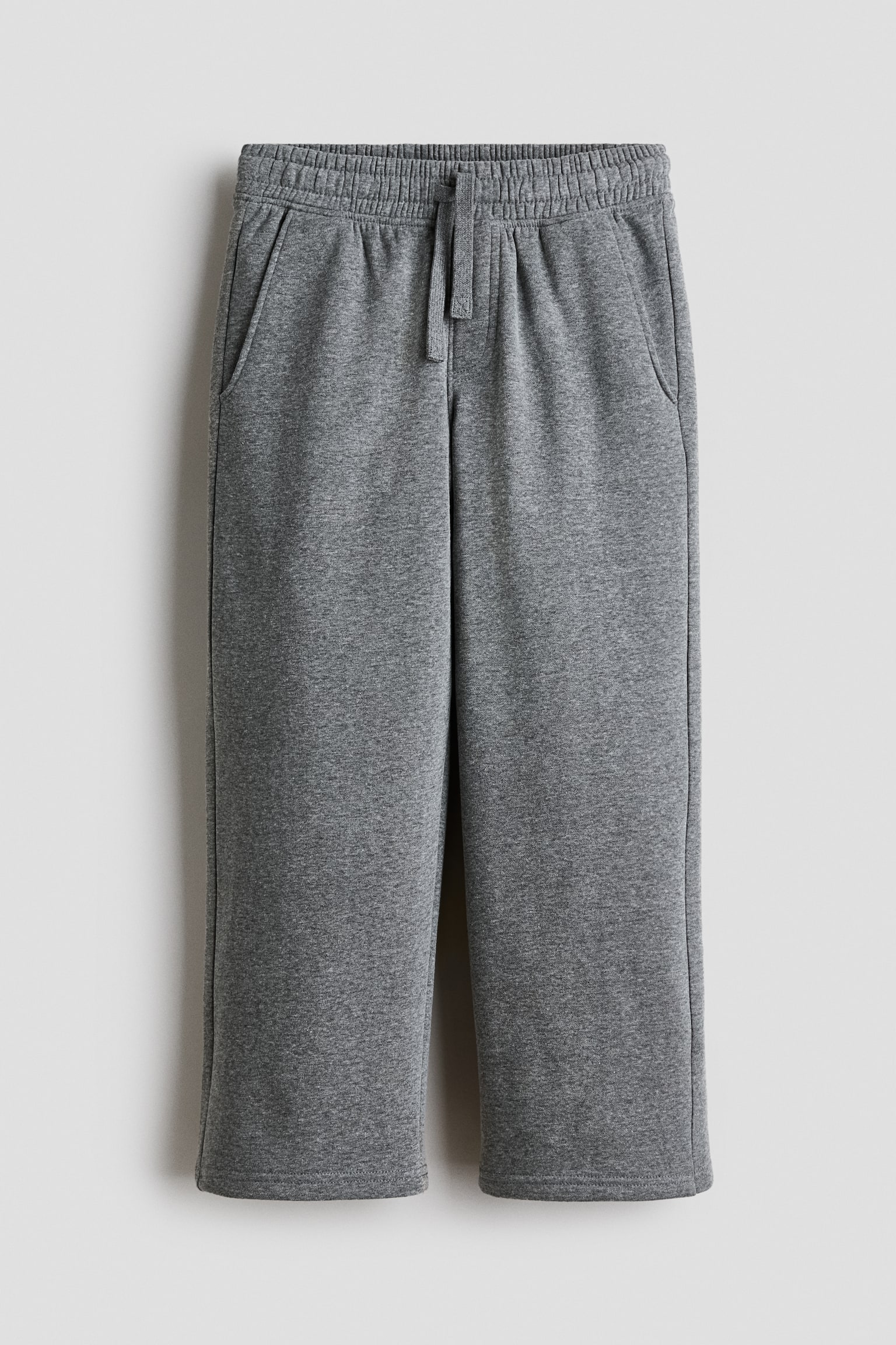 Wide-Leg Brushed-Inside Joggers - Gray melange/Light gray melange/Black