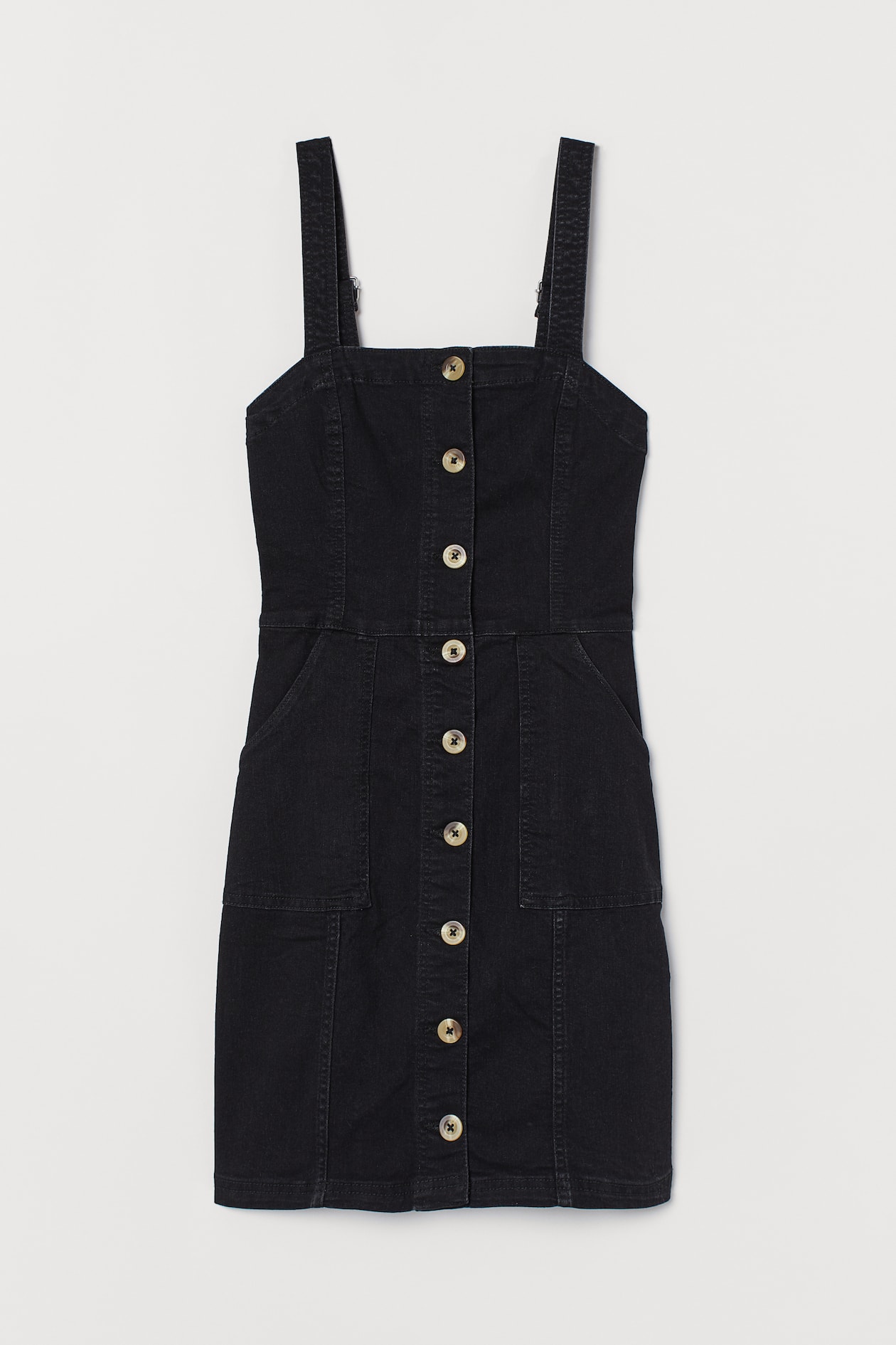 Dungaree dress - Sleeveless - Short - Black - Ladies | H&M GB