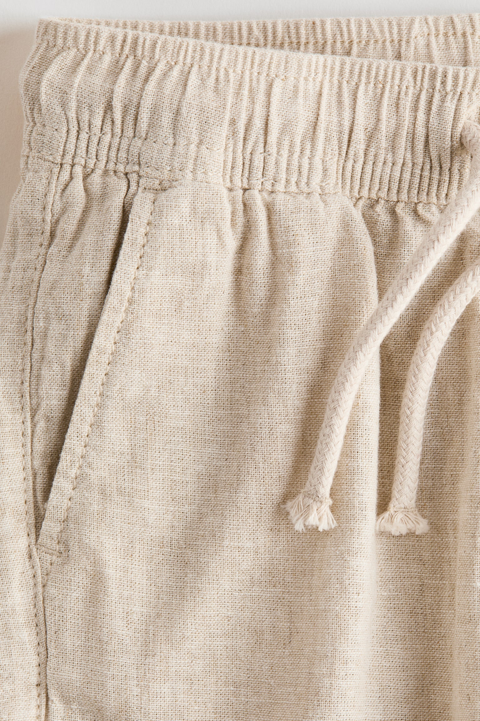 Linen-blend trousers - Light beige/Brown - 3