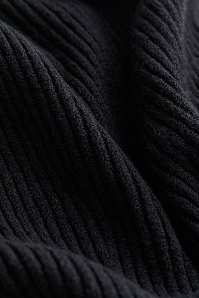 Silk-blend rib-knit dress - Black - 4