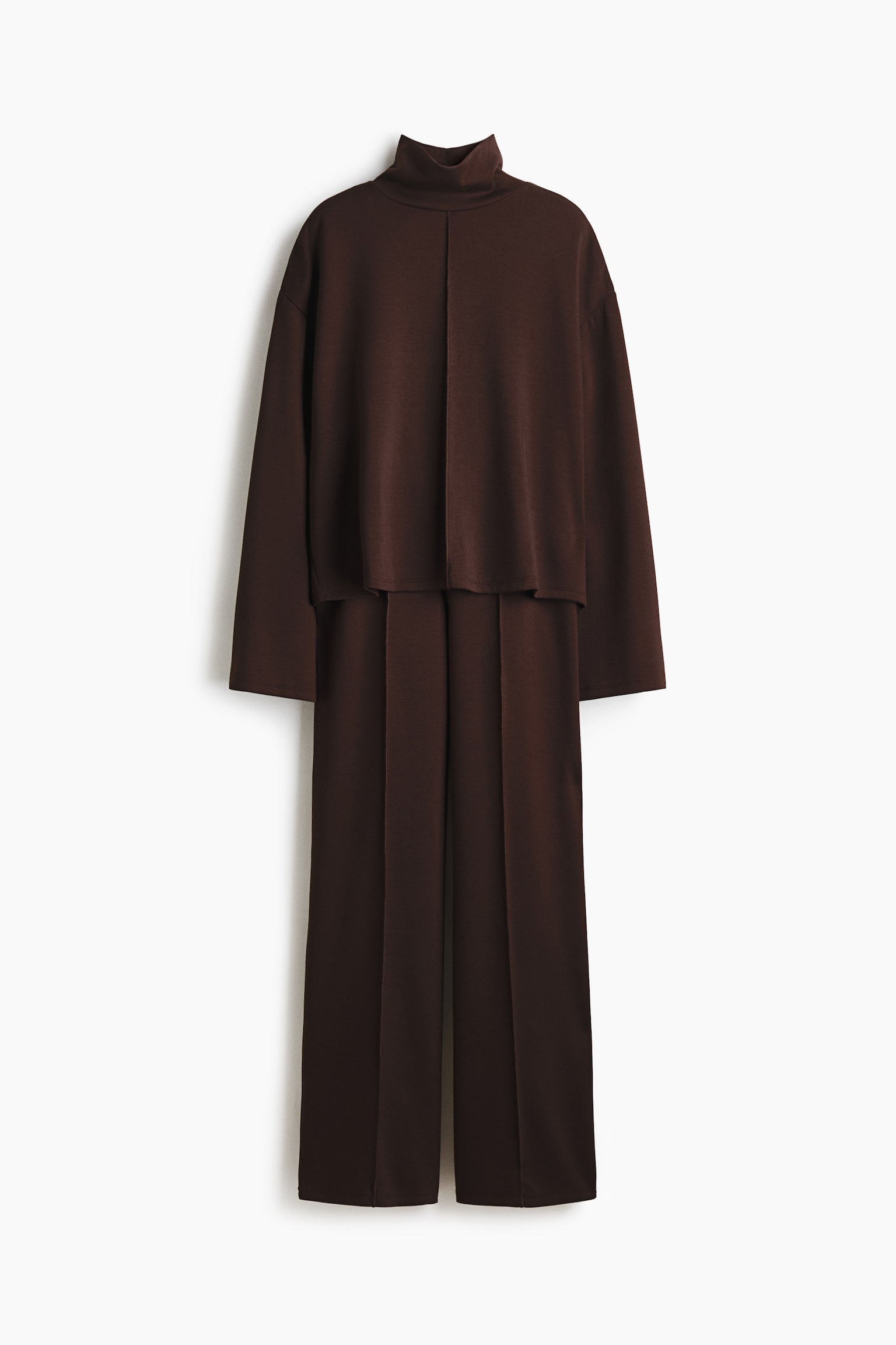 2-piece top and trousers set - Dark brown/Light mole/Navy blue