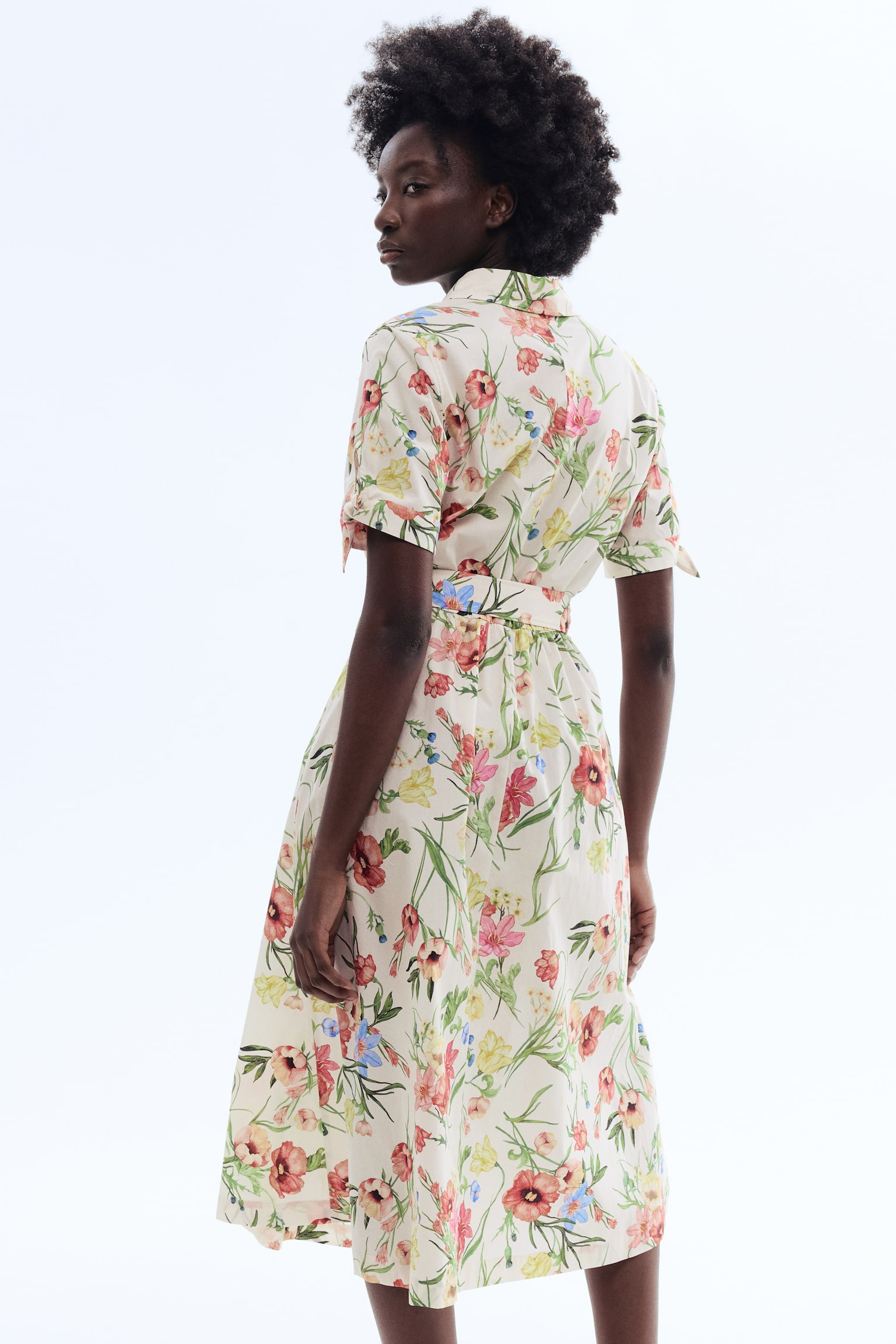 Rövid ujjú ingruha - Krémszínű/virágos/Bézs/leopárdmintás/Tengerészkék/csíkos - 3