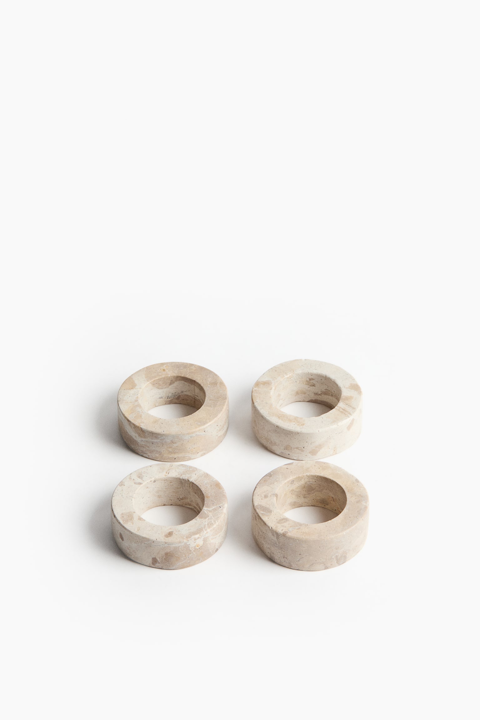 Pack de 4 servilleteros de mármol - Beige/Marmóreo - 1