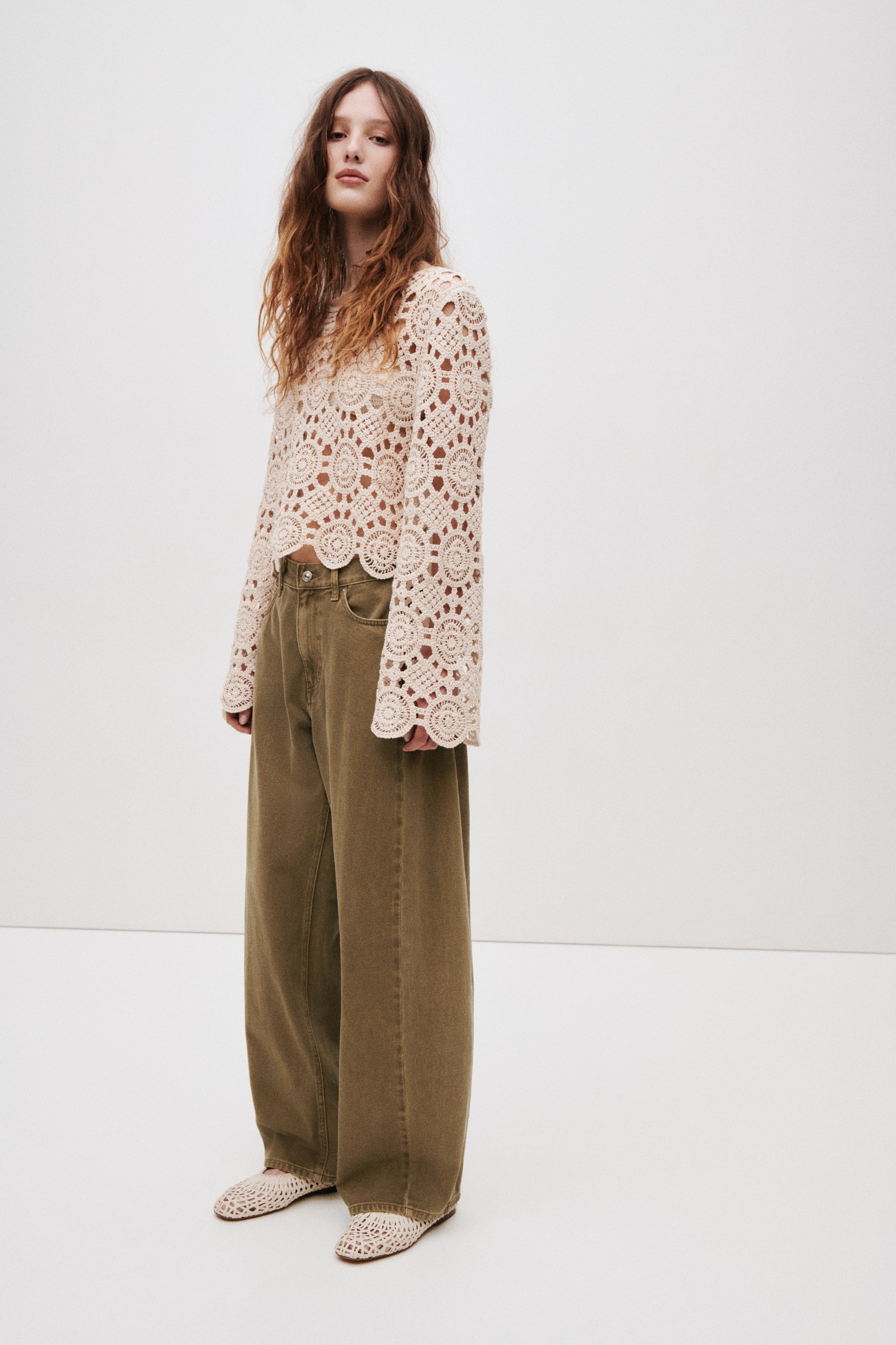 Barrel Regular Waist Jeans - Vert kaki/Bleu denim foncé