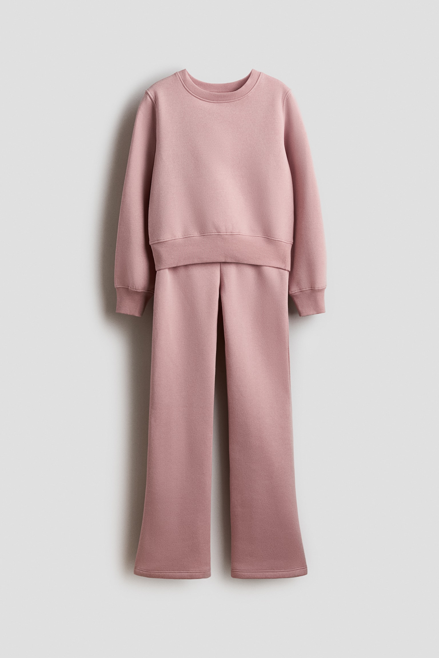 2-piece brushed-inside sweatshirt set - Old rose/Light beige marl/Black - 1