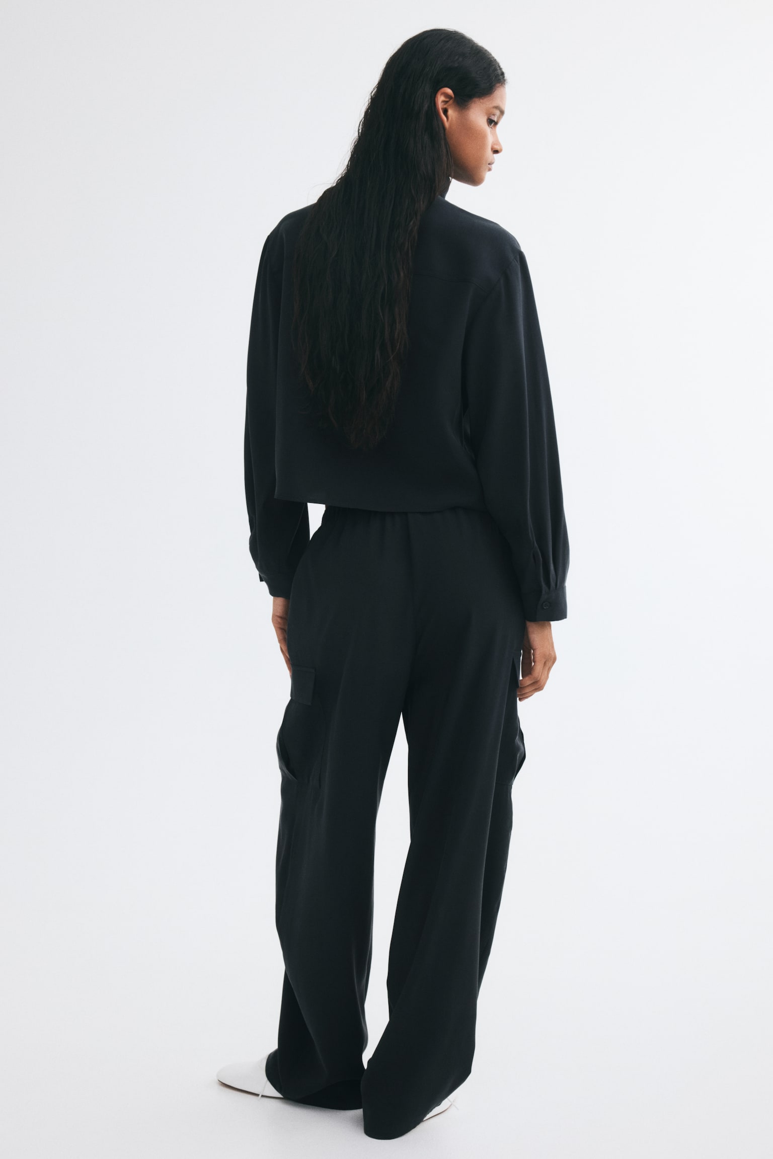 Женские брюки H&M Viscose-Blend Pull-On, цвет: Тёмный серый — фото 5