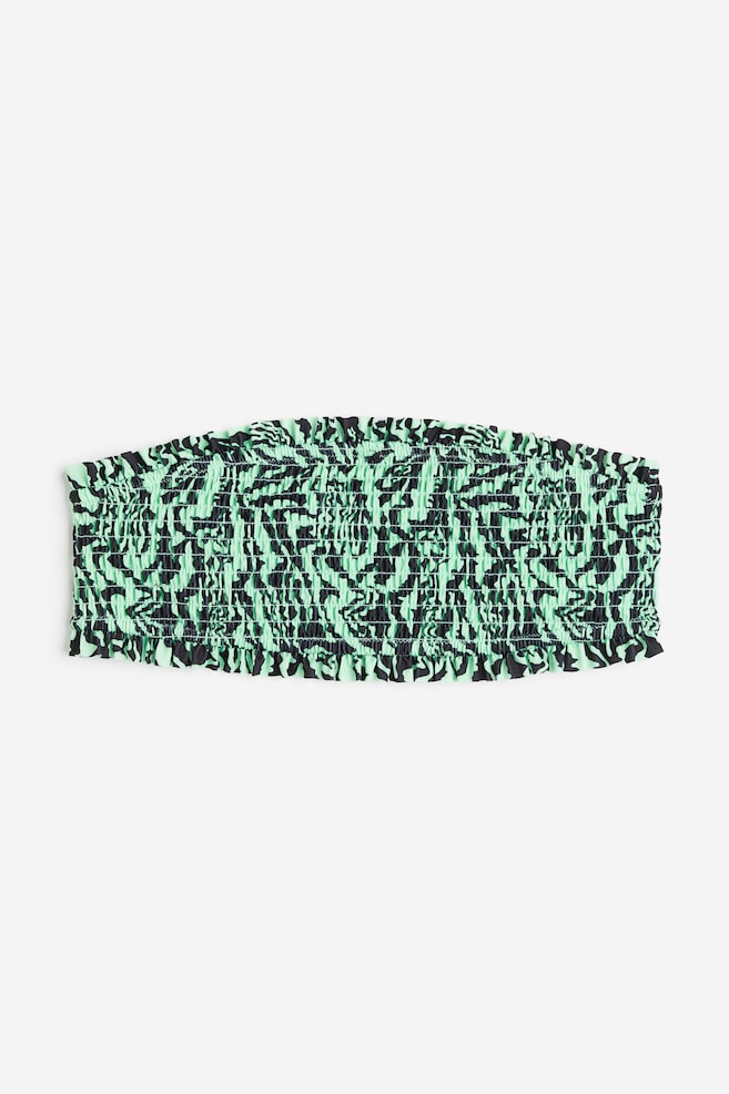 Haut de maillot bandeau smocké - Vert menthe/motif/Turquoise/papillons - 2