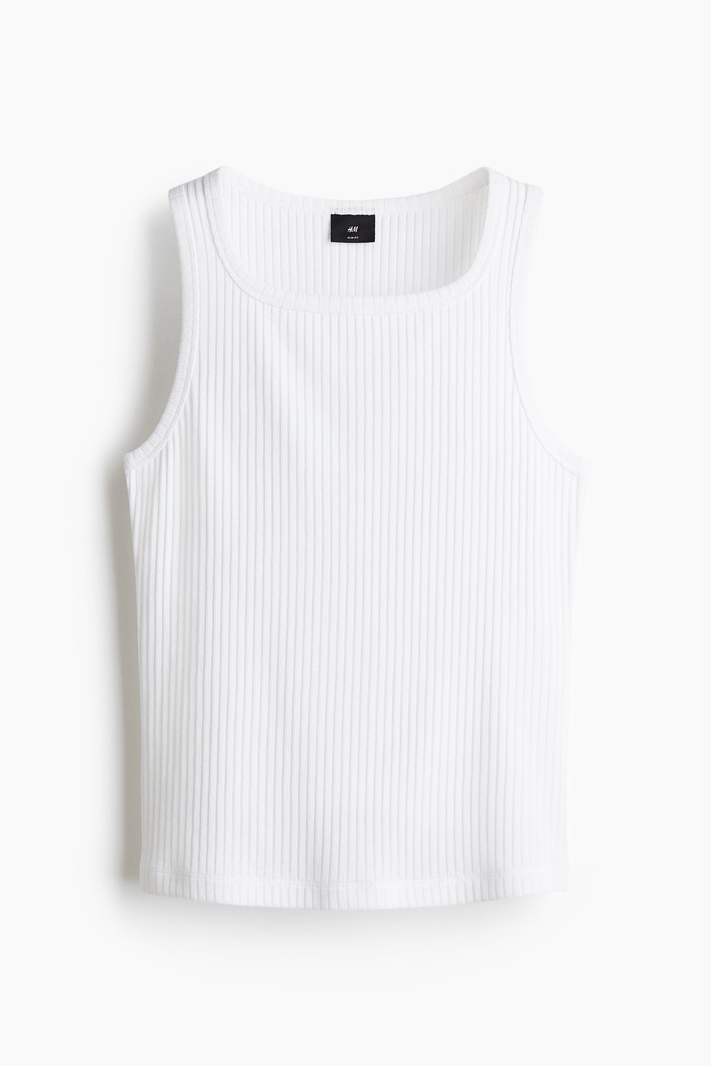 Geribde tanktop - Slim Fit - Wit/Wit