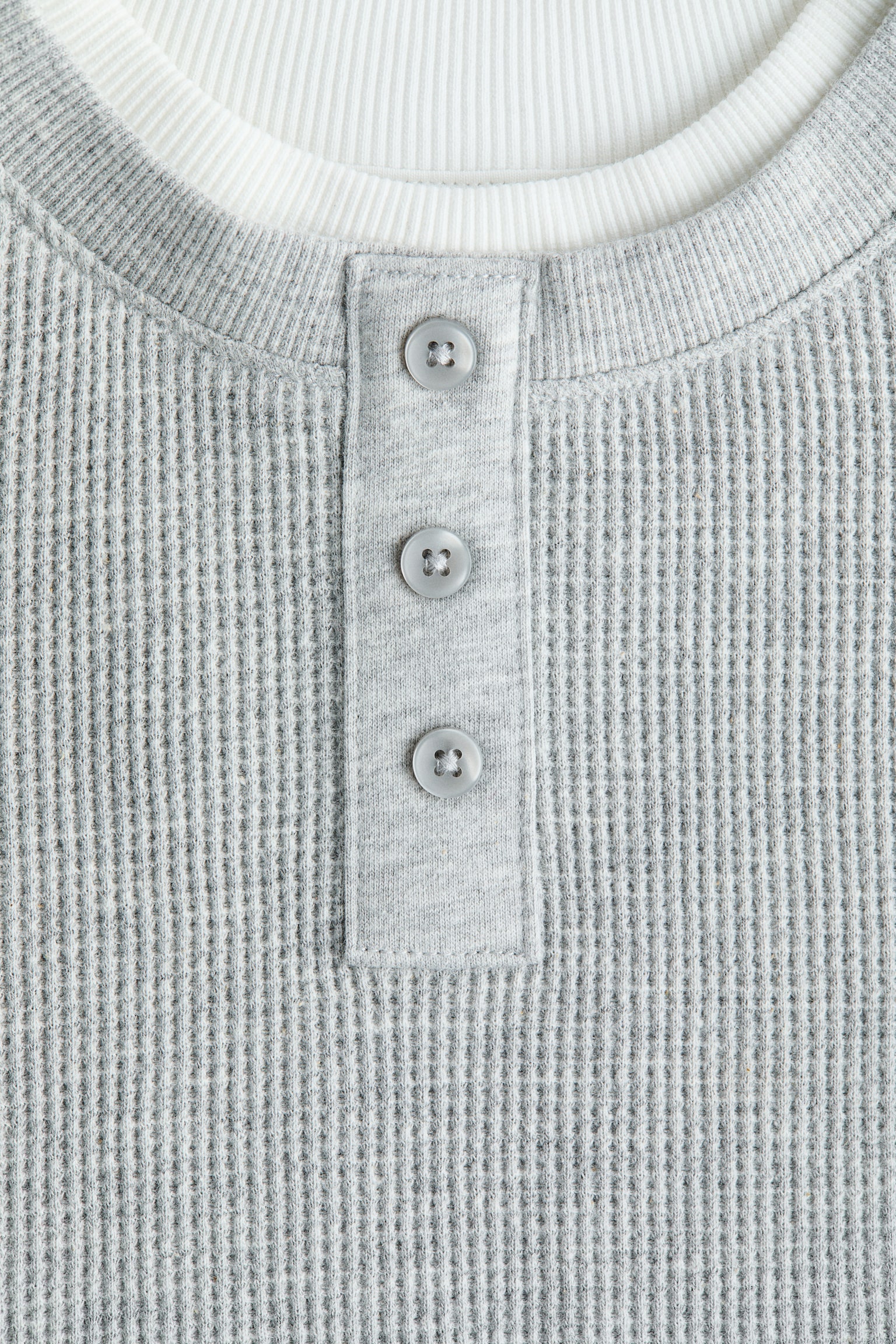 レイヤードルックワッフルTシャツ - グレー／ホワイト/ブラック／ホワイト - 6