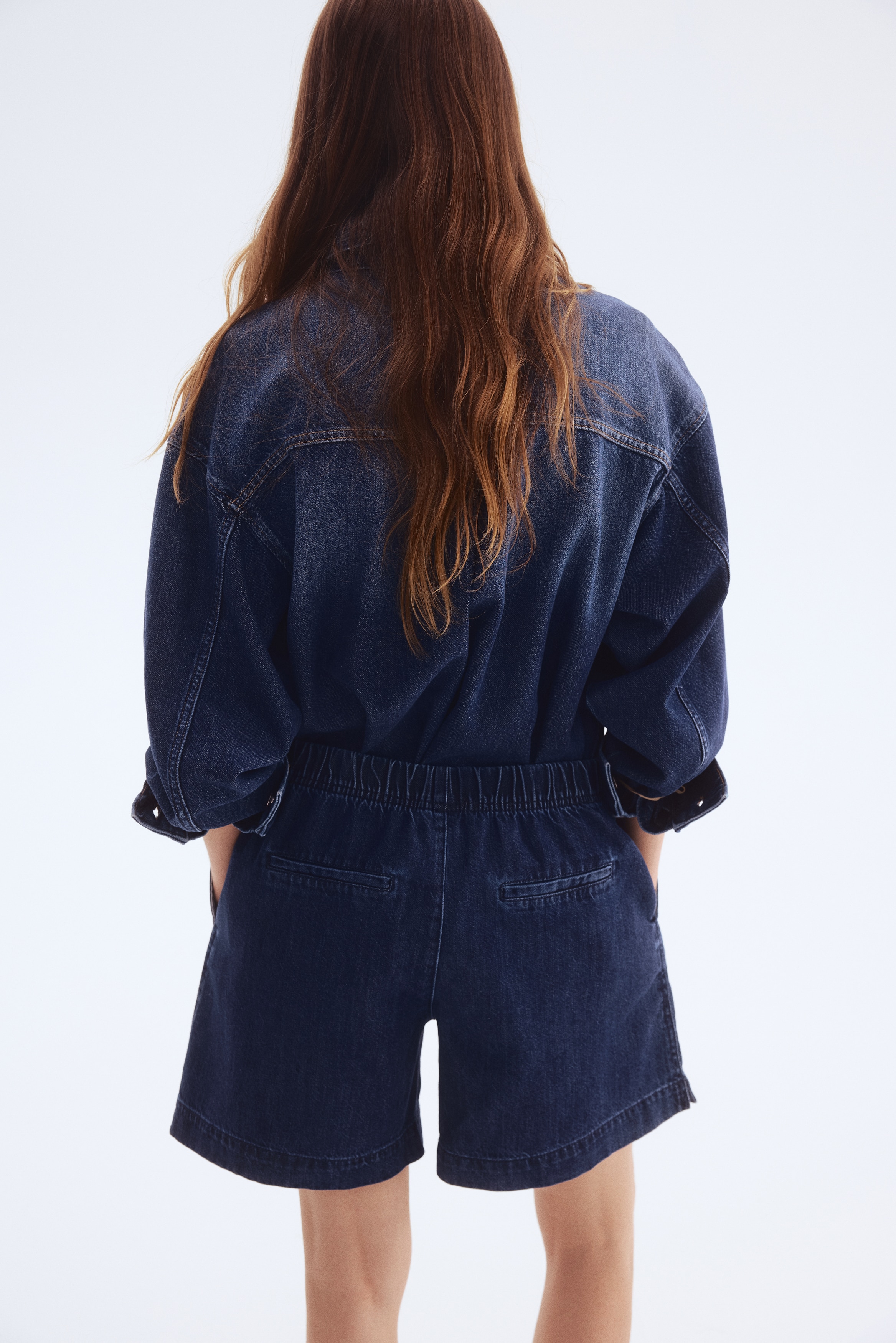 Denim pull-on shorts