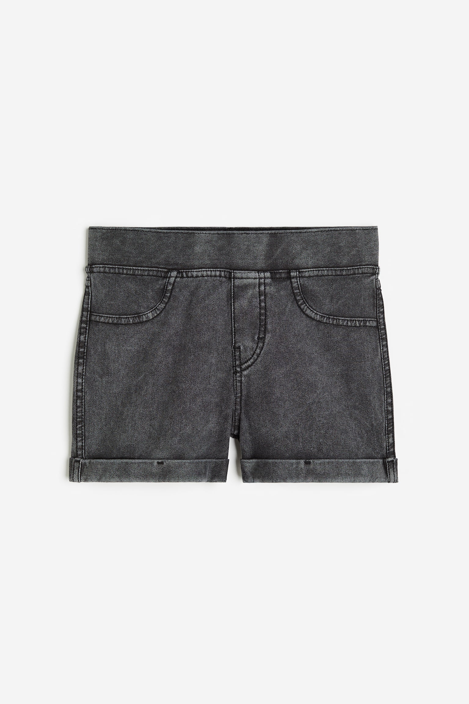 Denim-look shorts - Dark grey/Dark blue/Black - 1